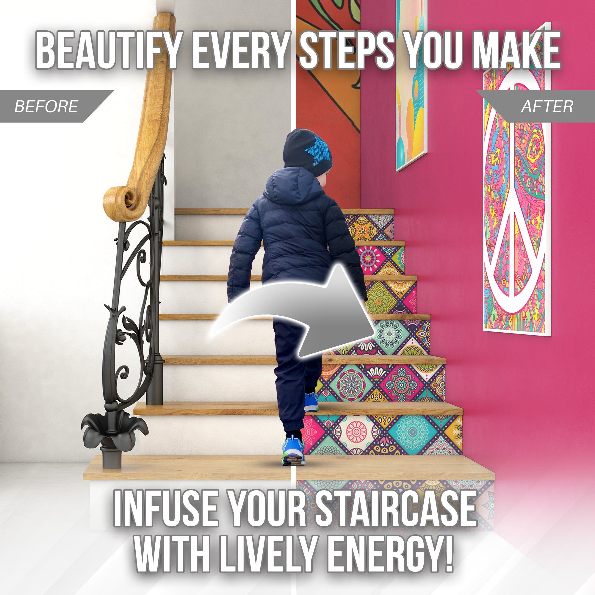 Acepunch Moroccan Pattern Self-Adhesive Stairscase Sticker Strips - AP1409