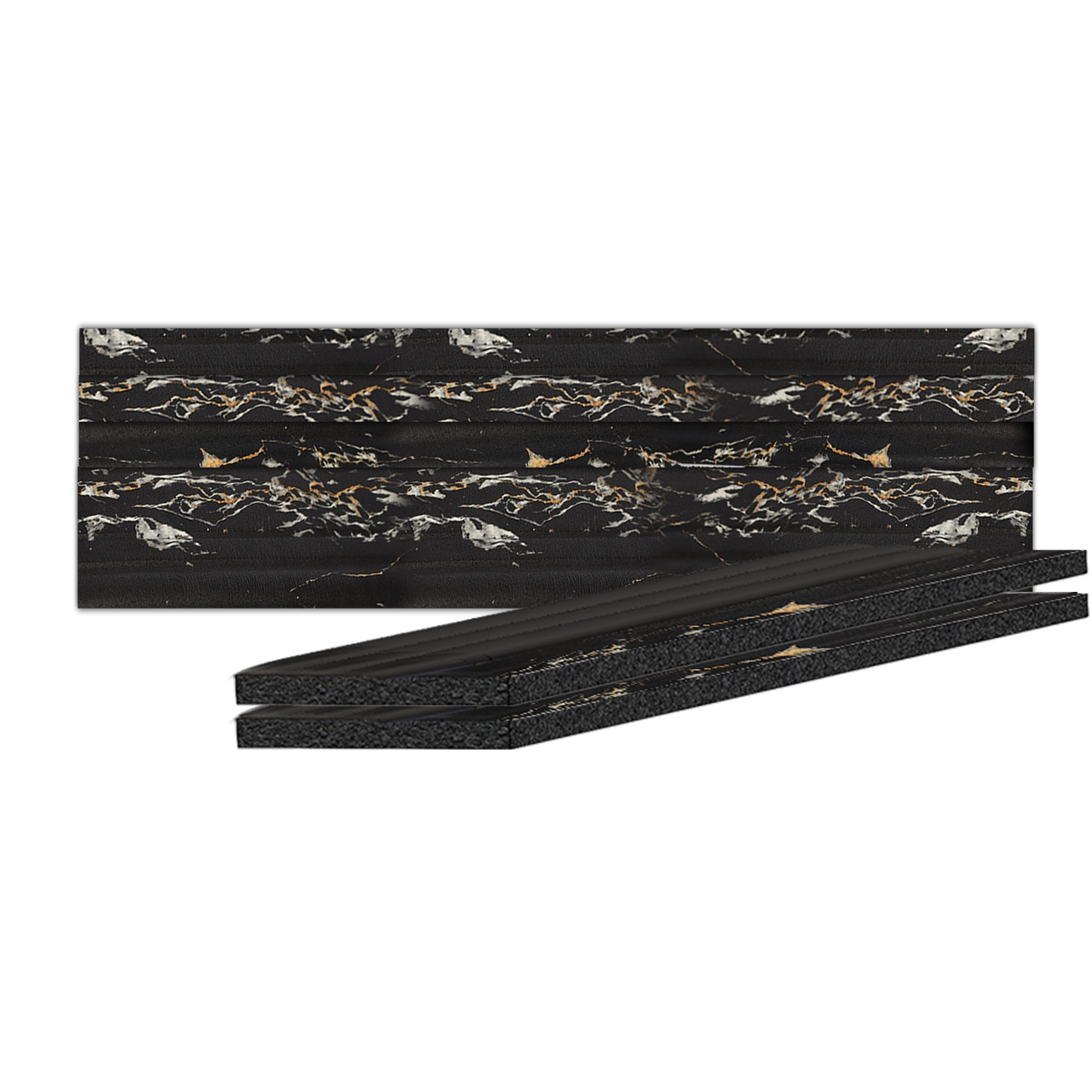 Acepunch Black Marble Rubber Wall Self-Adhesive Textured Finish Premium Baseboard Trim - AP1379