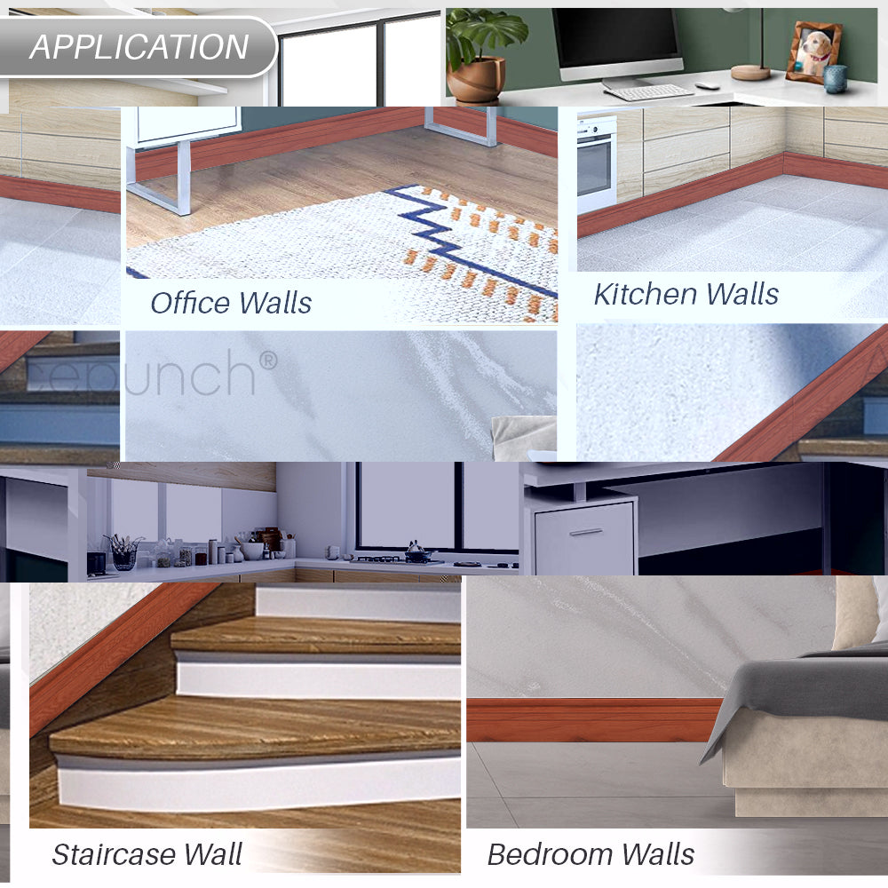 Acepunch Mahogany Rubber Wall Self-Adhesive Textured Finish Premium Baseboard Trim - AP1378