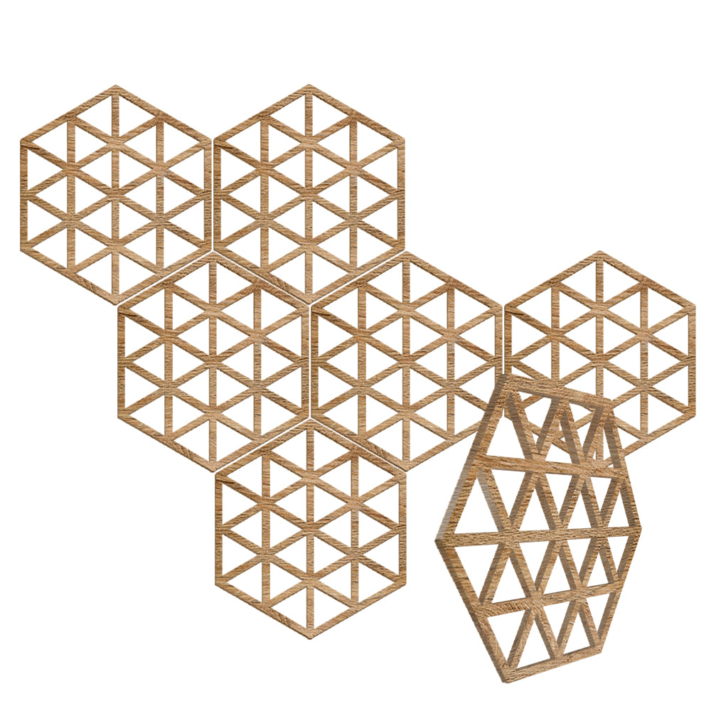 Acepunch Hexagon Isometric Triangle Wood Style Wall Art Decor - AP1421