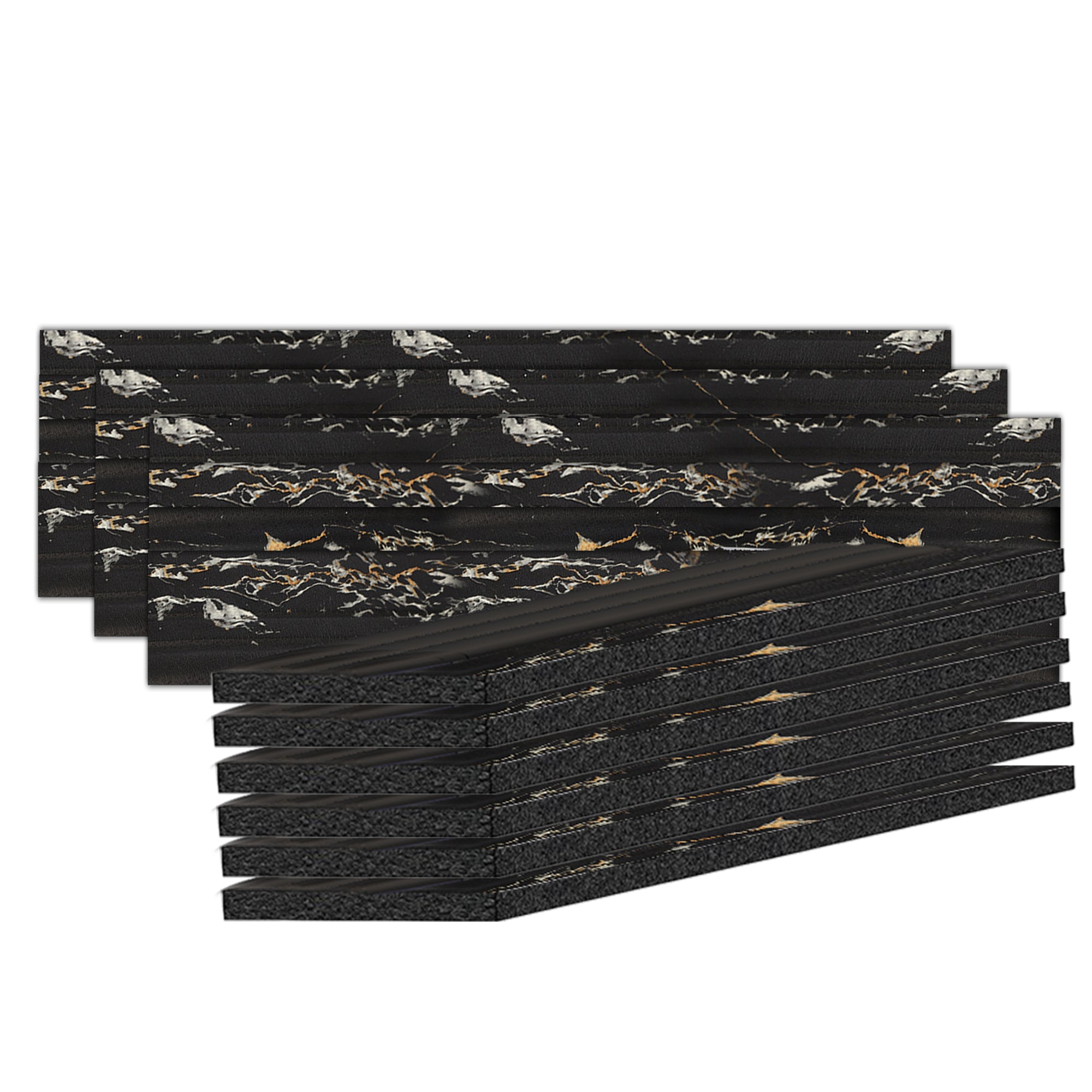 Acepunch Black Marble Rubber Wall Self-Adhesive Textured Finish Premium Baseboard Trim - AP1379