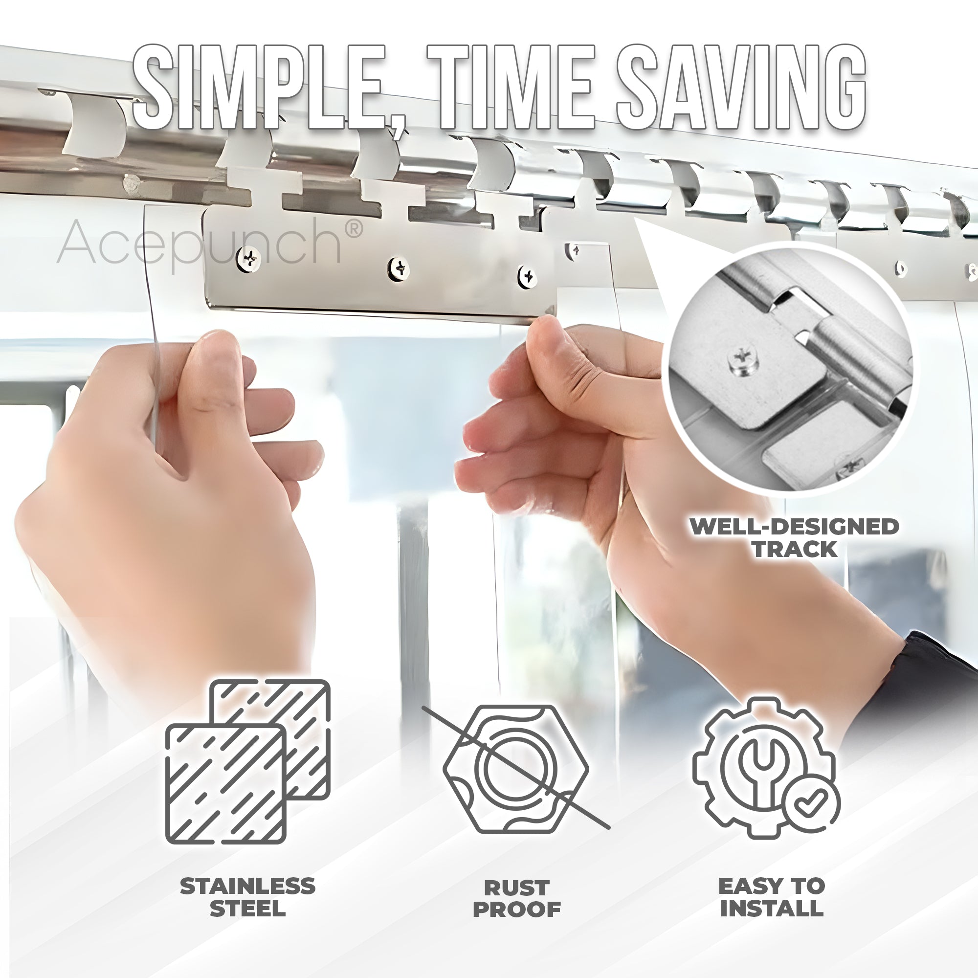 Heavy Duty, Rustproof, Easy to Install Precision Mounting Brackets for Plastic Vinyl Strips - AP1450