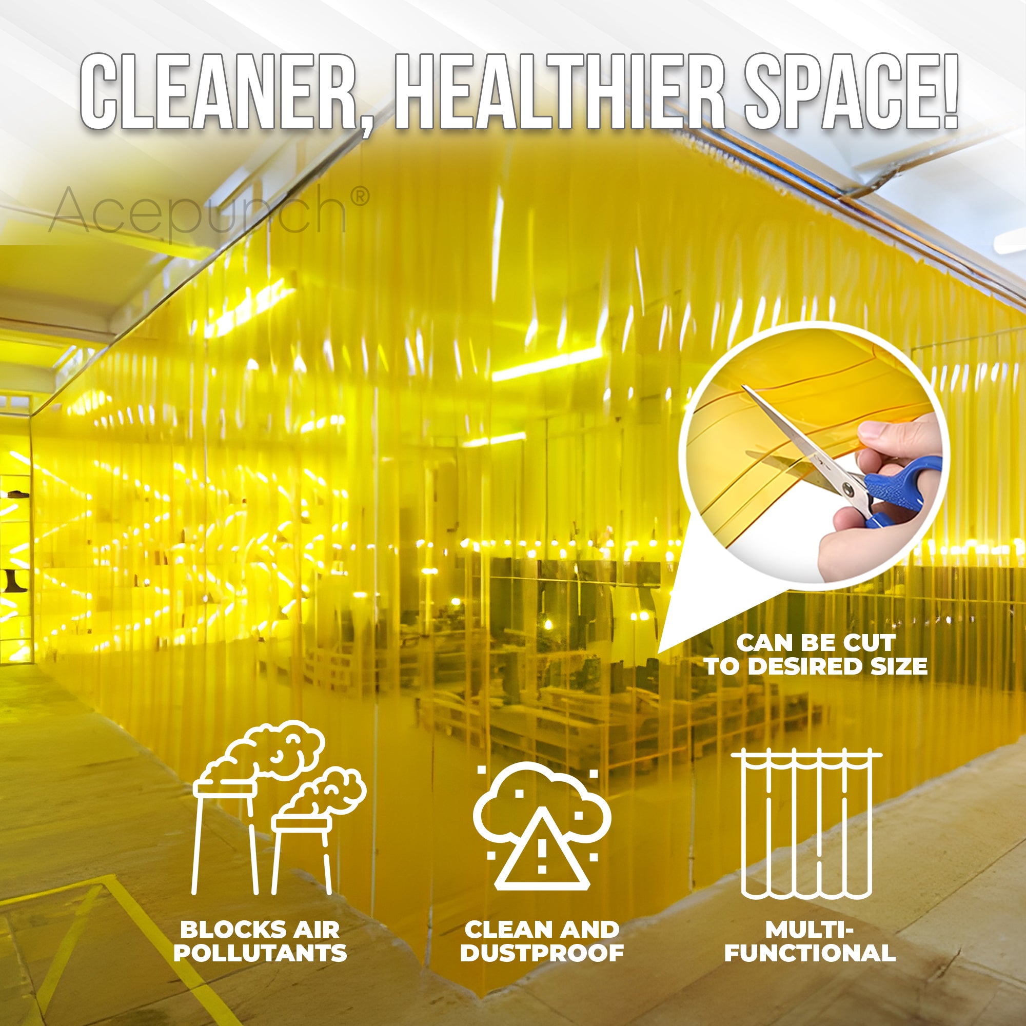 Acepunch Heavy-Duty PVC Roll - Waterproof, Windproof, and Energy-Efficient, Superior Dust Control - AP1449