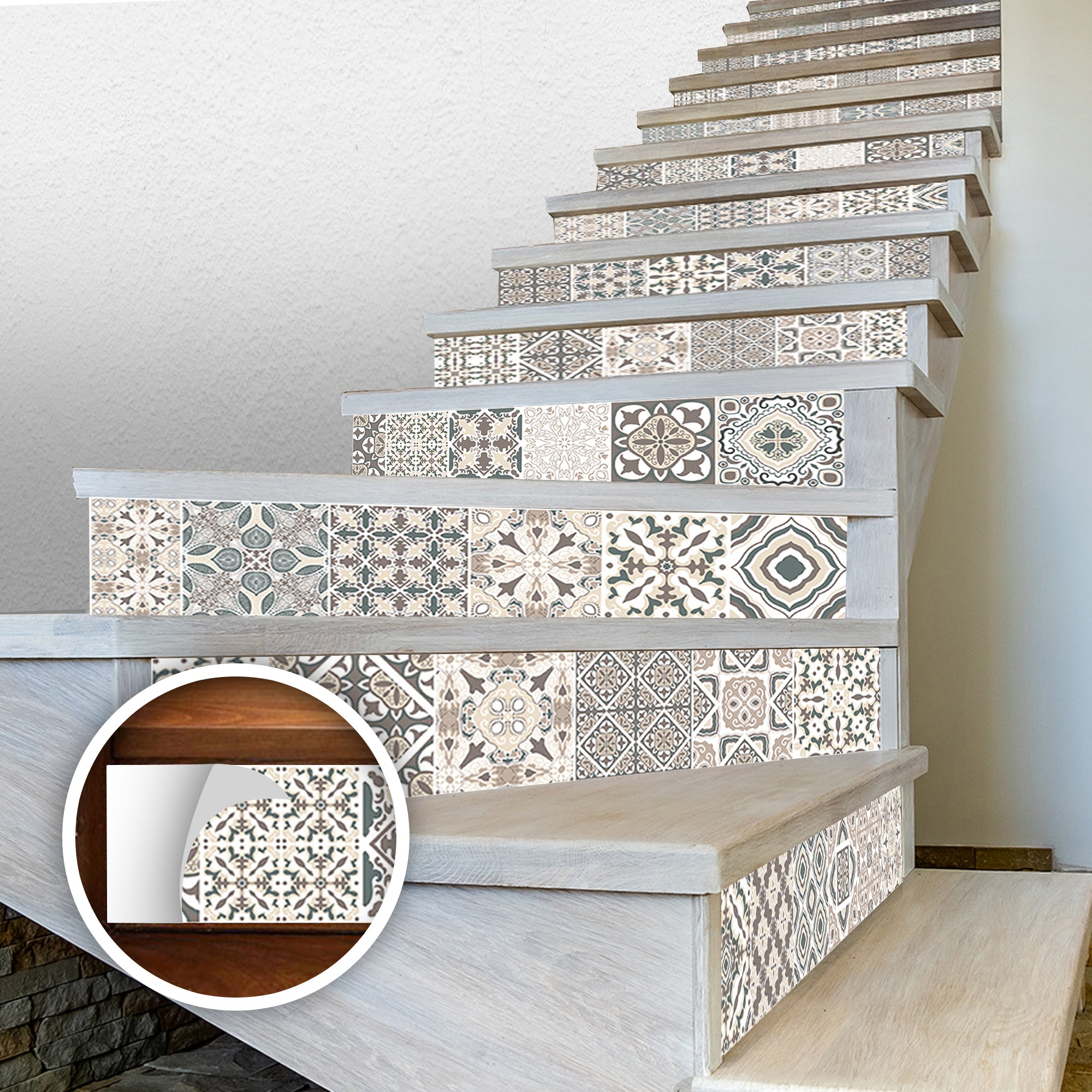 Acepunch Mosaic Tile Pattern Self-Adhesive Stairscase Sticker Strips - AP1410