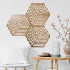 Acepunch Hexagon Isometric Lines Wood Style Wall Art Decor - AP1422