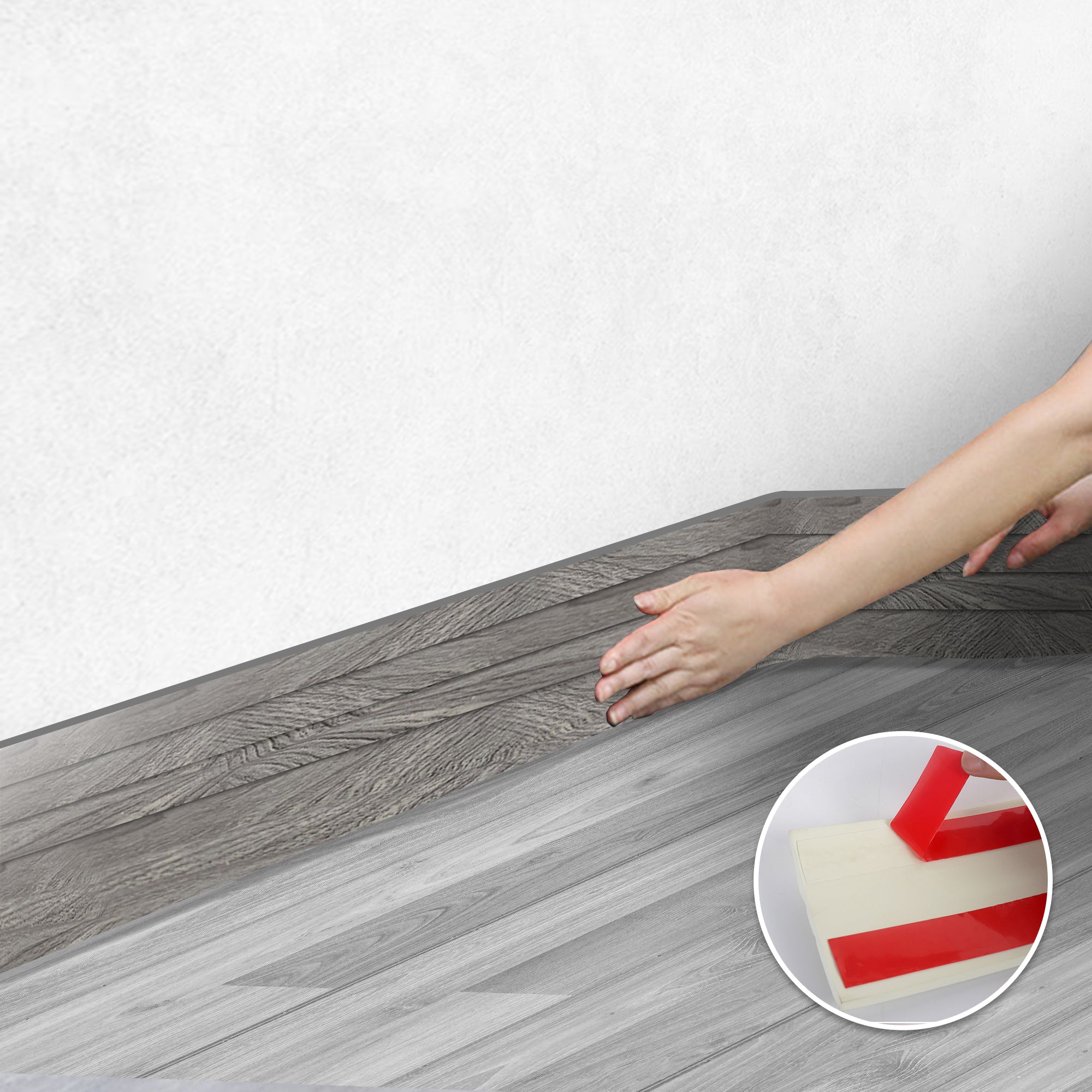 Acepunch Ash Wood Rubber Wall Self-Adhesive Textured Finish Premium Baseboard Trim - AP1376