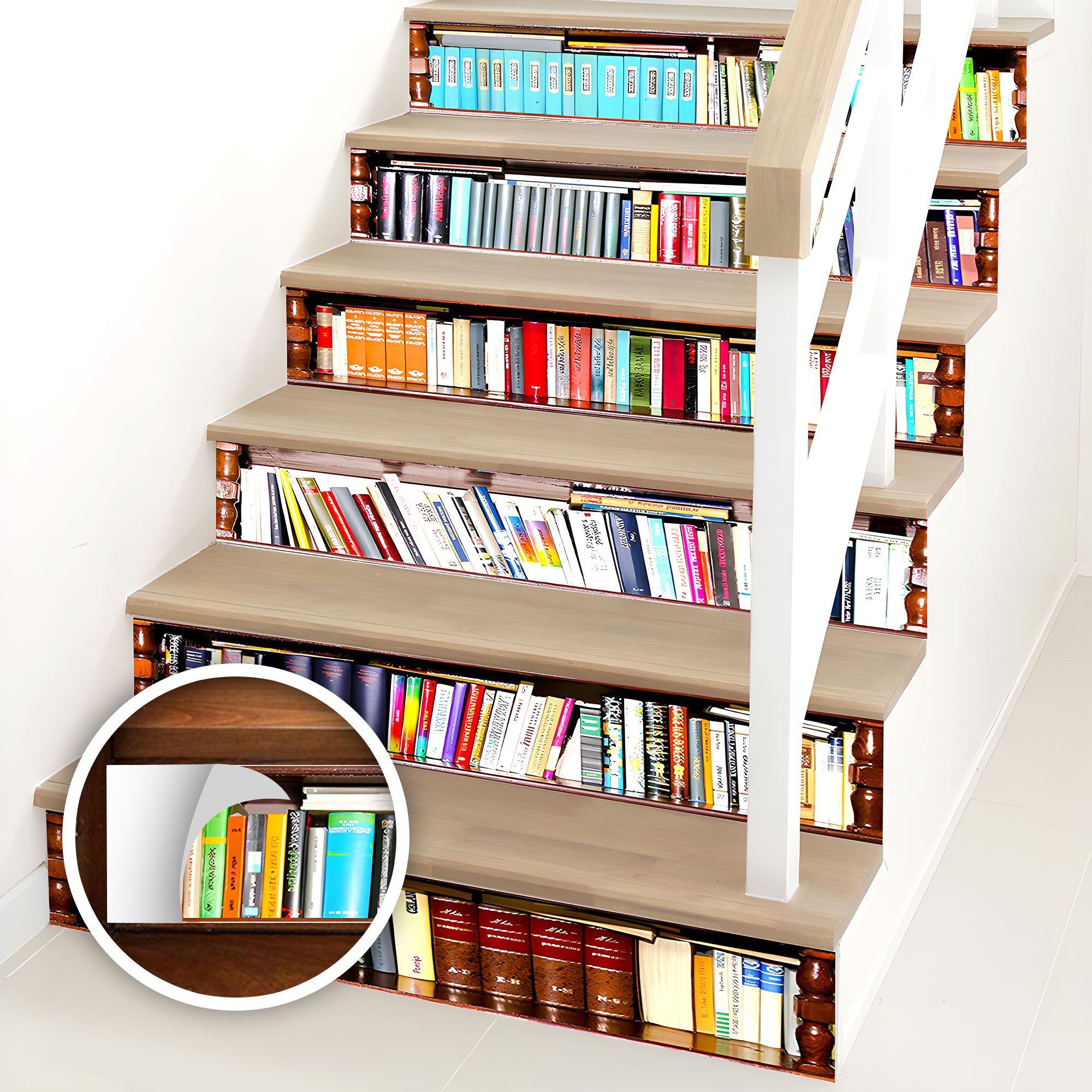 Acepunch Bookshelf Pattern Self-Adhesive Stairscase Sticker Strips - AP1414