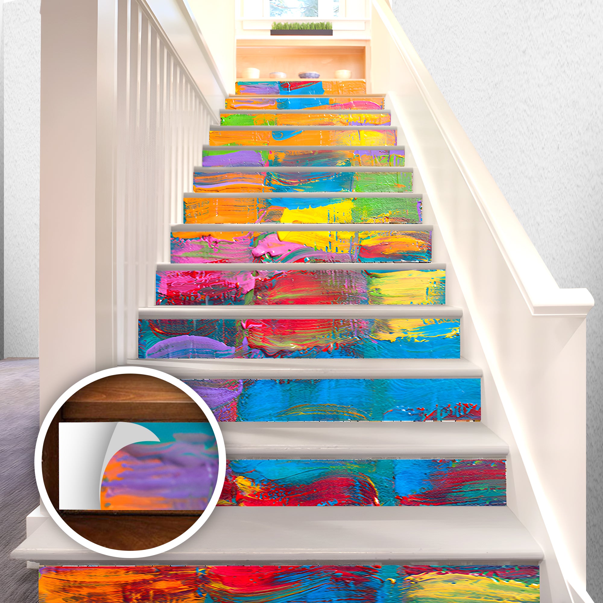 Acepunch Oil Painting Pattern Self-Adhesive Stairscase Sticker Strips - AP1411