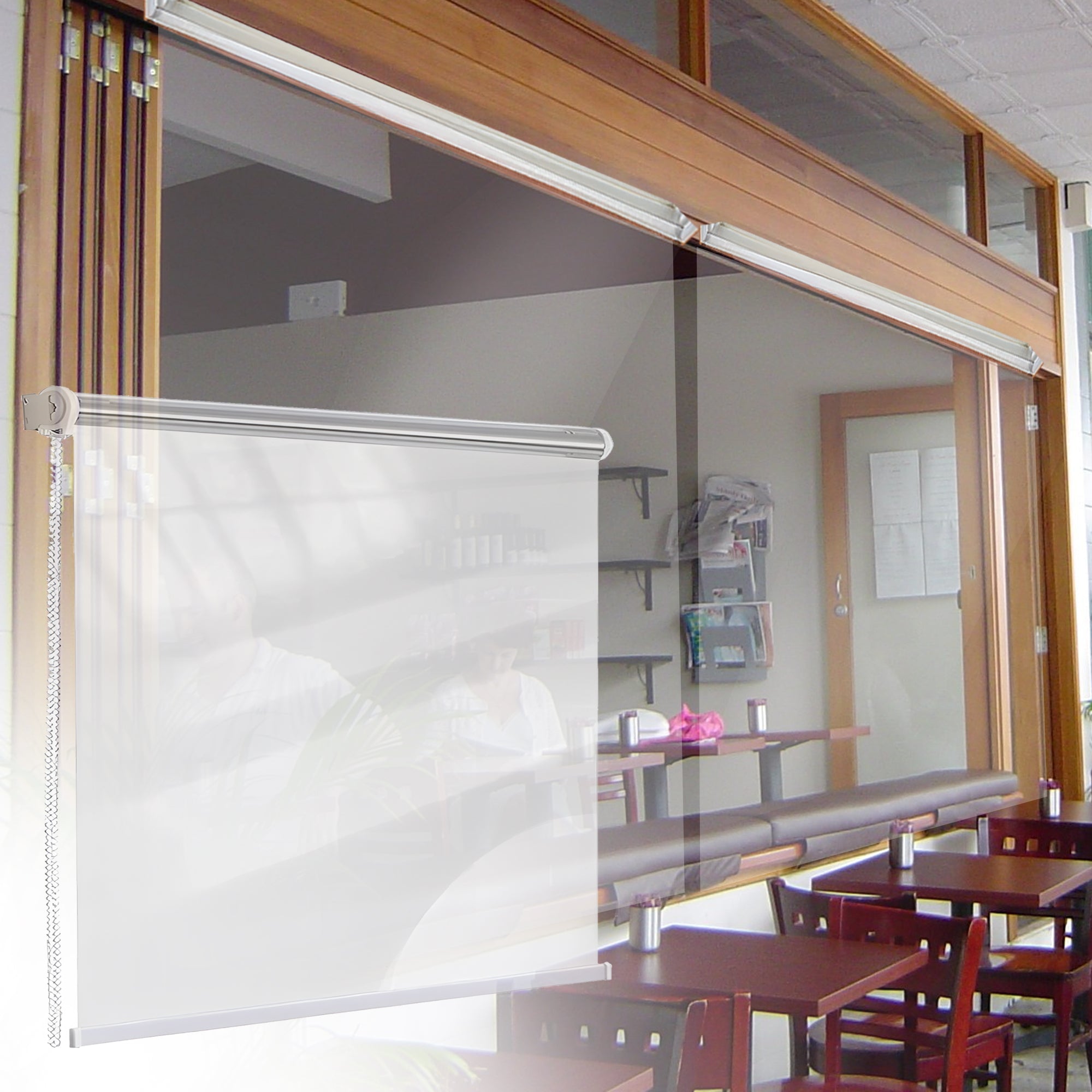 Acepunch Outdoor Dustproof and Waterproof Transparent PVC Roller Blinds Curtains for Restaurant, Hotel, Stores - AP1451