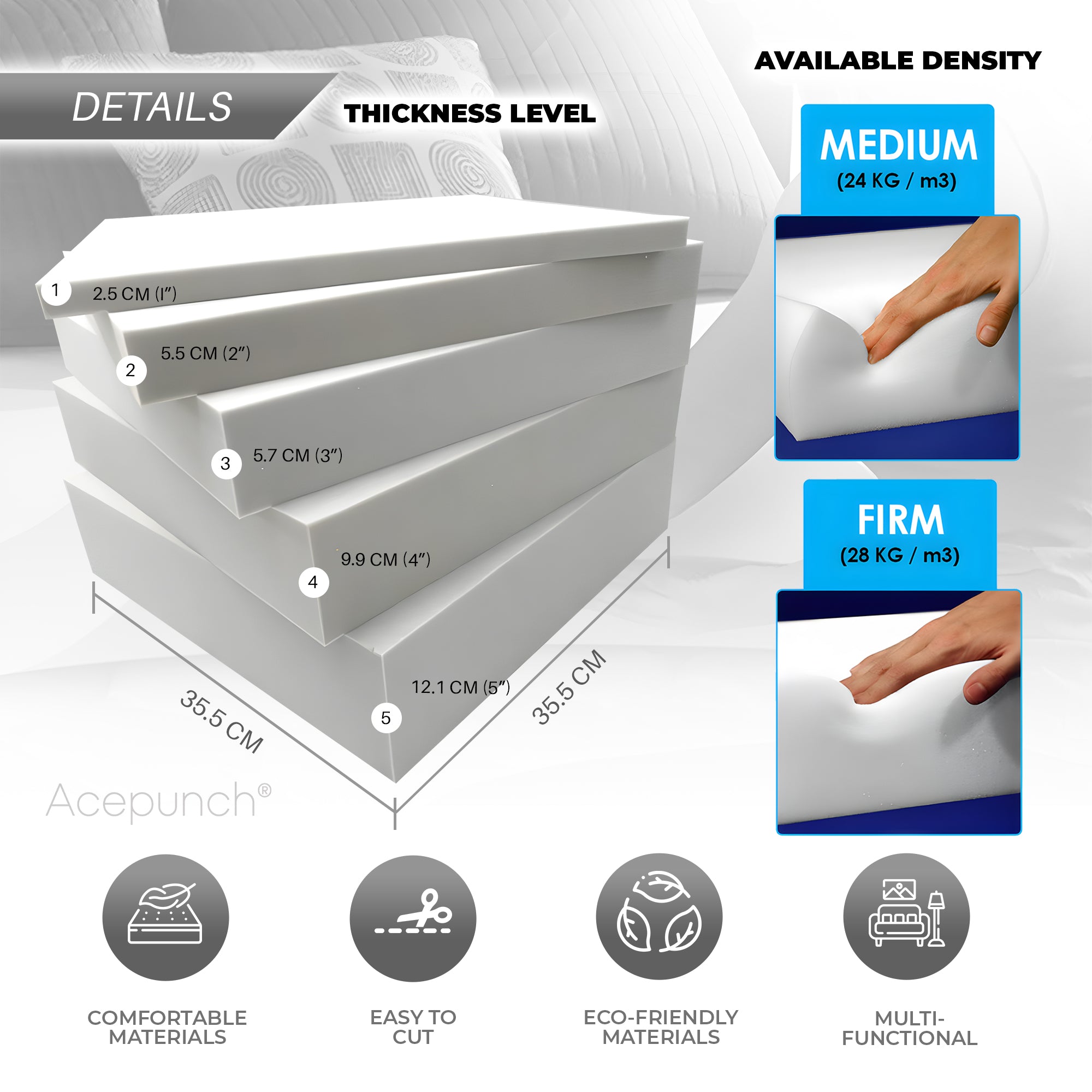 Comfortable and Soft Support Dual Density Upholstery Foam - AP1438