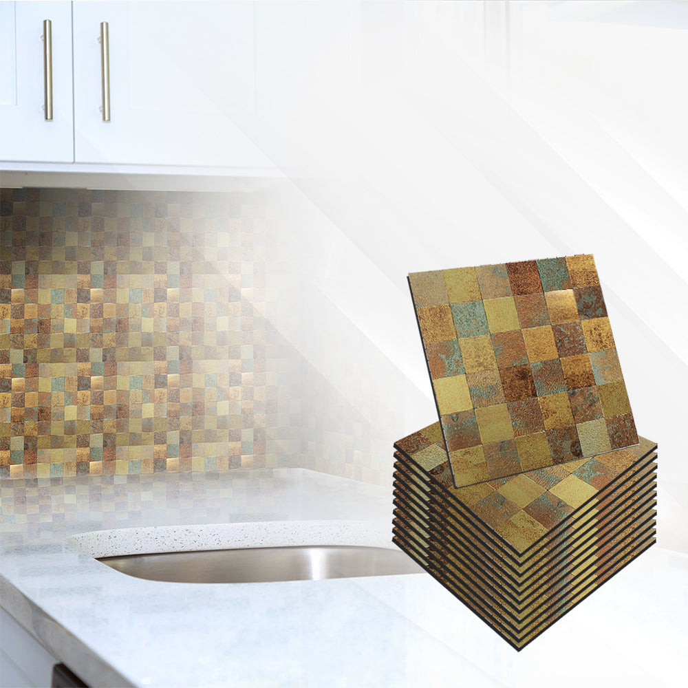 Acepunch Rustic Style Adhesive Peel and Stick Aluminum Metal Tile Backsplash - AP1341