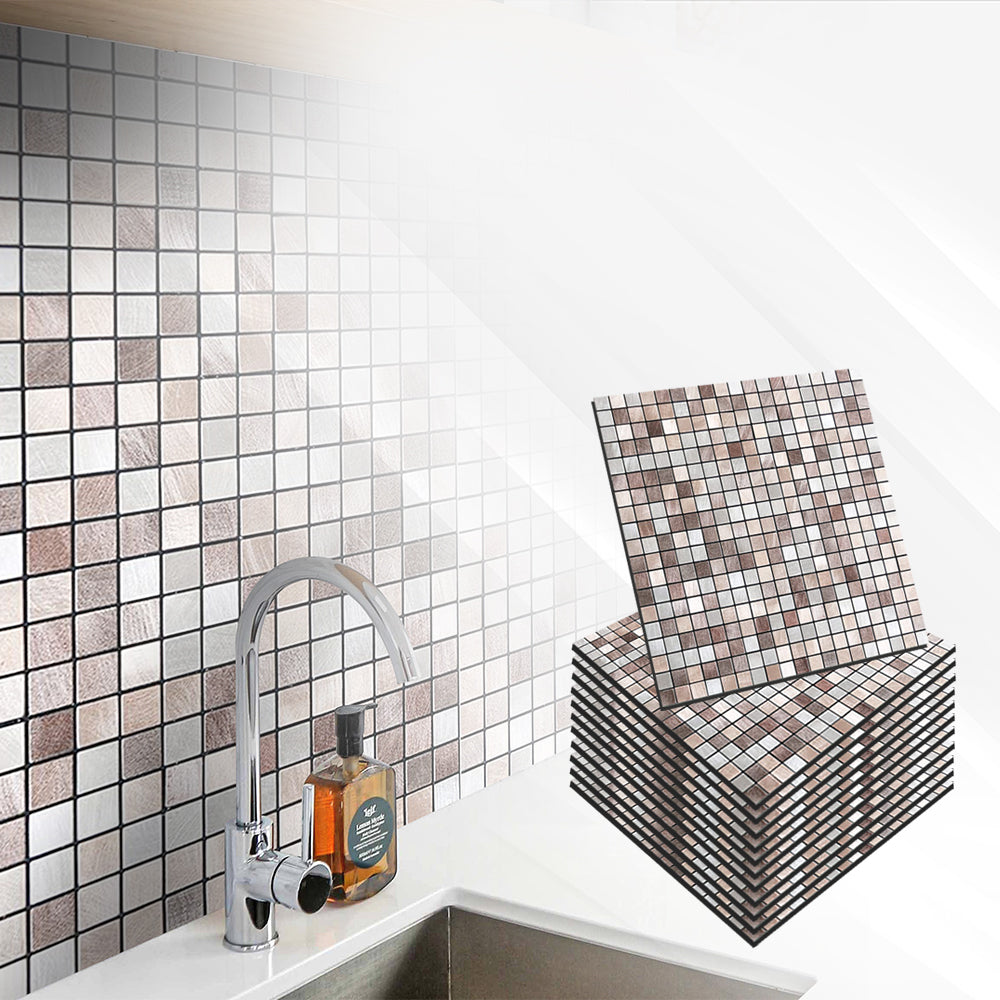 Acepunch Bronze Mosaic Adhesive Peel and Stick Aluminum Metal Tile Backsplash - AP1338