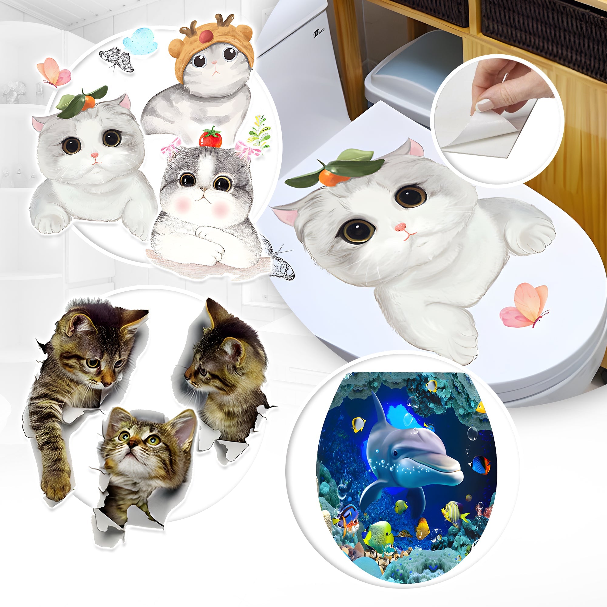 Playful High-Quality Print Toilet Lid Decoration Sticker - MO30017