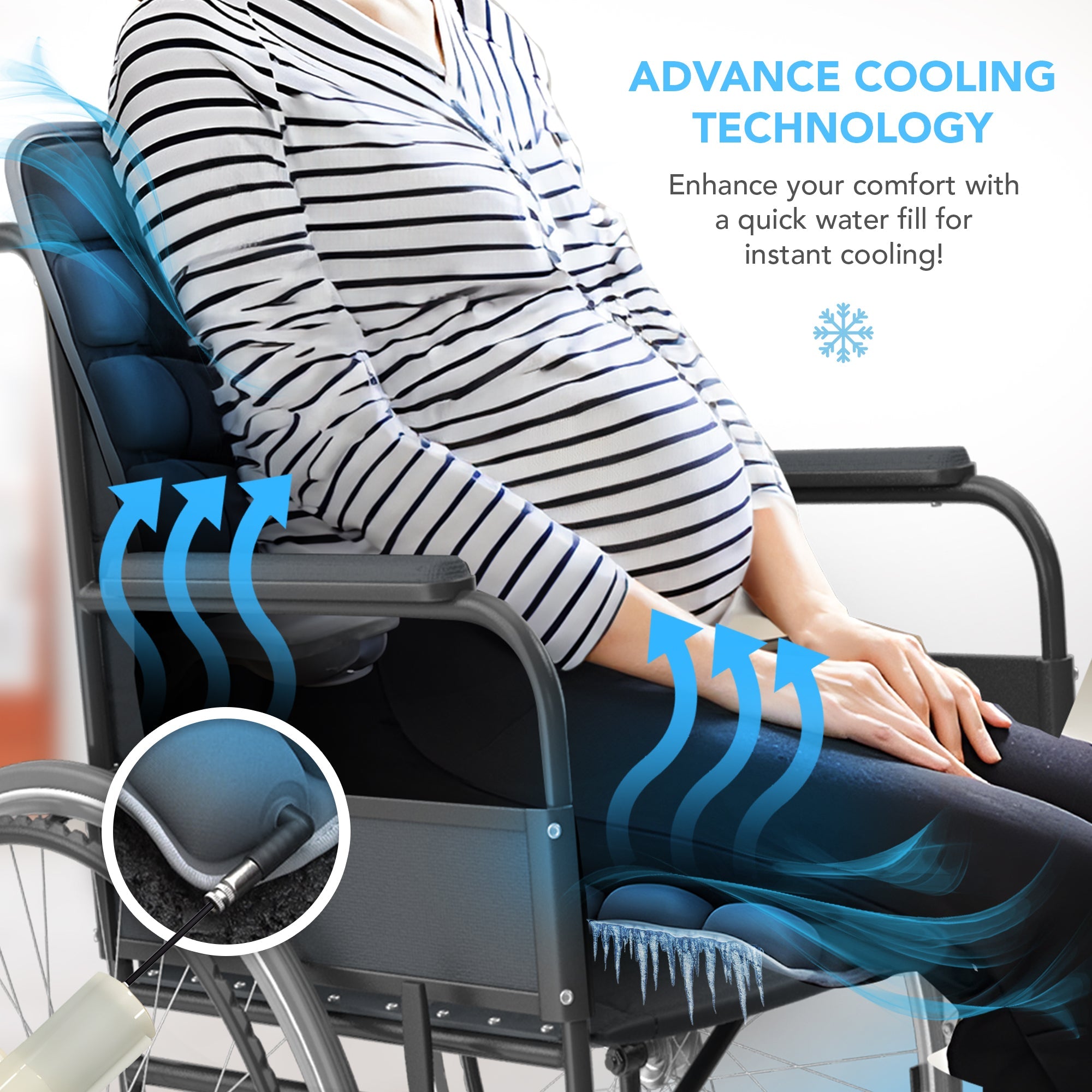 2-in-1 Inflatable 3D Ergonomic Wheelchair Cushion for Pressure Relief and Cooling Comfort- MO30011
