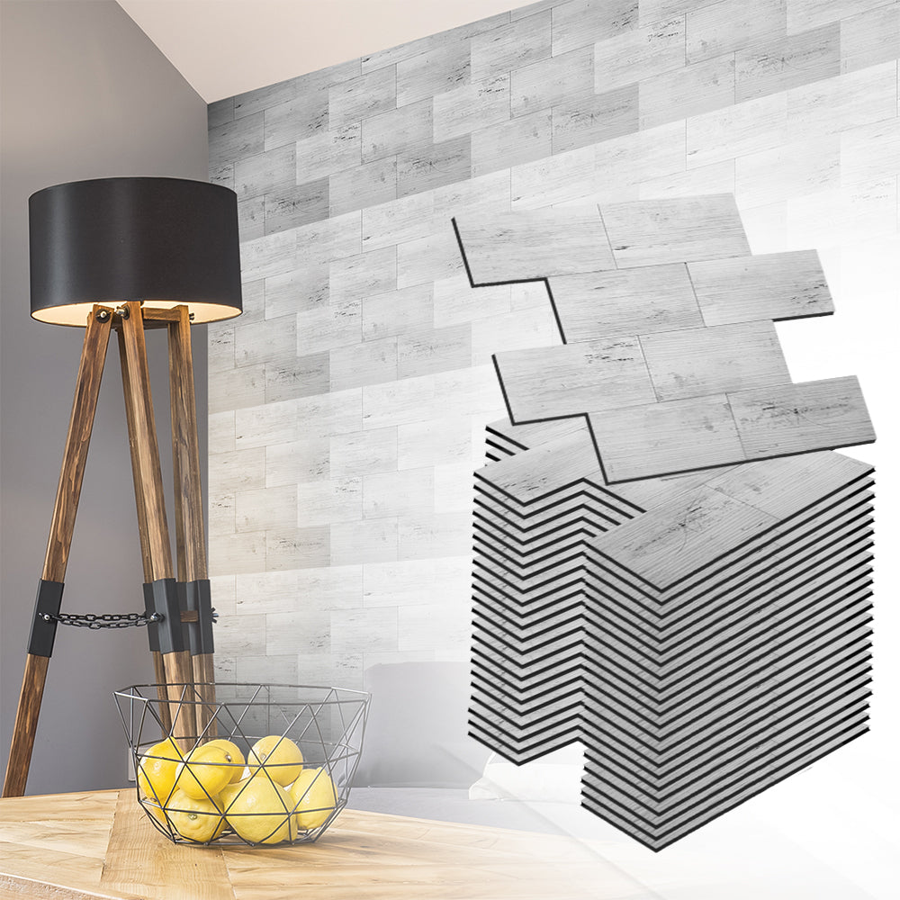 Acepunch Gray Timber Adhesive Peel and Stick PVC Tile Backsplash - AP1343