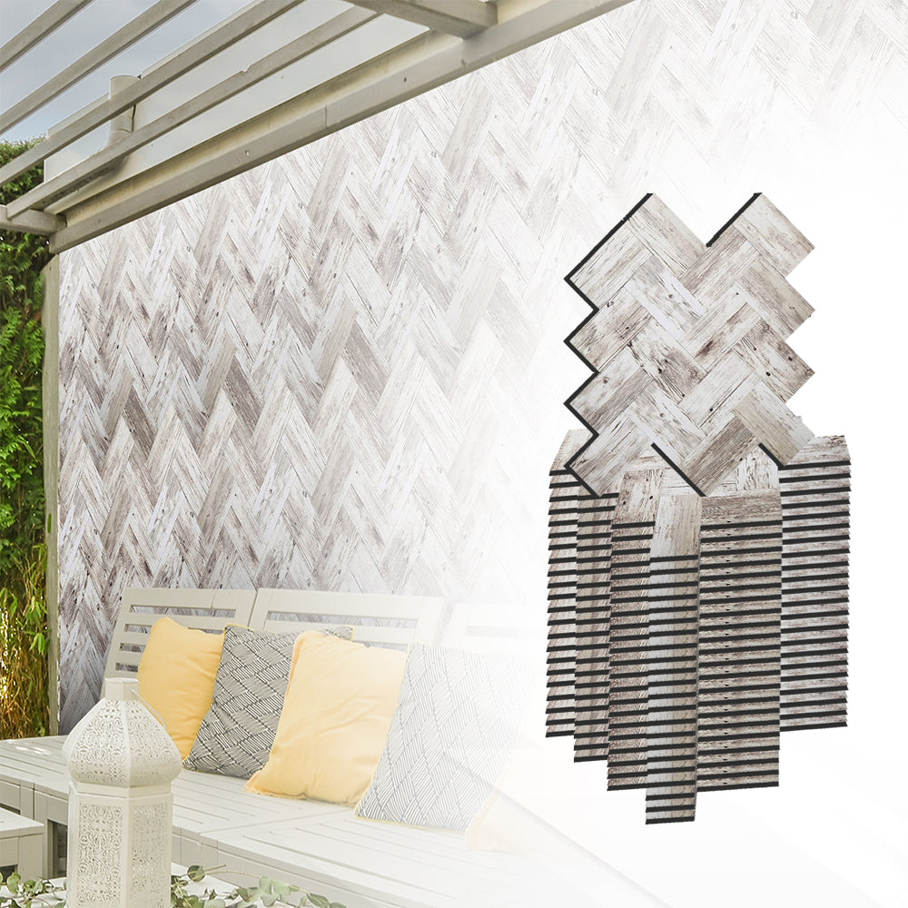 Acepunch M-Mosaic Old Wood Adhesive Peel and Stick PVC Tile Backsplash - AP1346