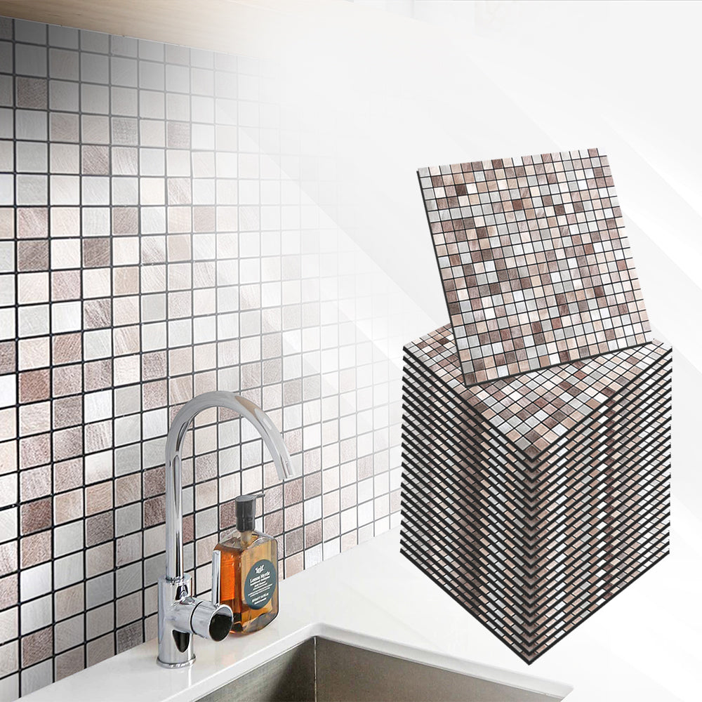 Acepunch Bronze Mosaic Adhesive Peel and Stick Aluminum Metal Tile Backsplash - AP1338