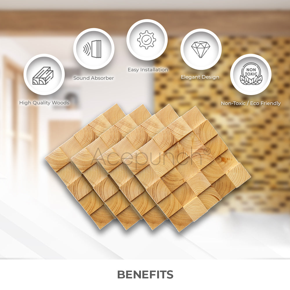 Acepunch Artistic 3D Mosaic Premium Wood Wall Art Panel  30 x 30cm (12 x 12in) AP1254