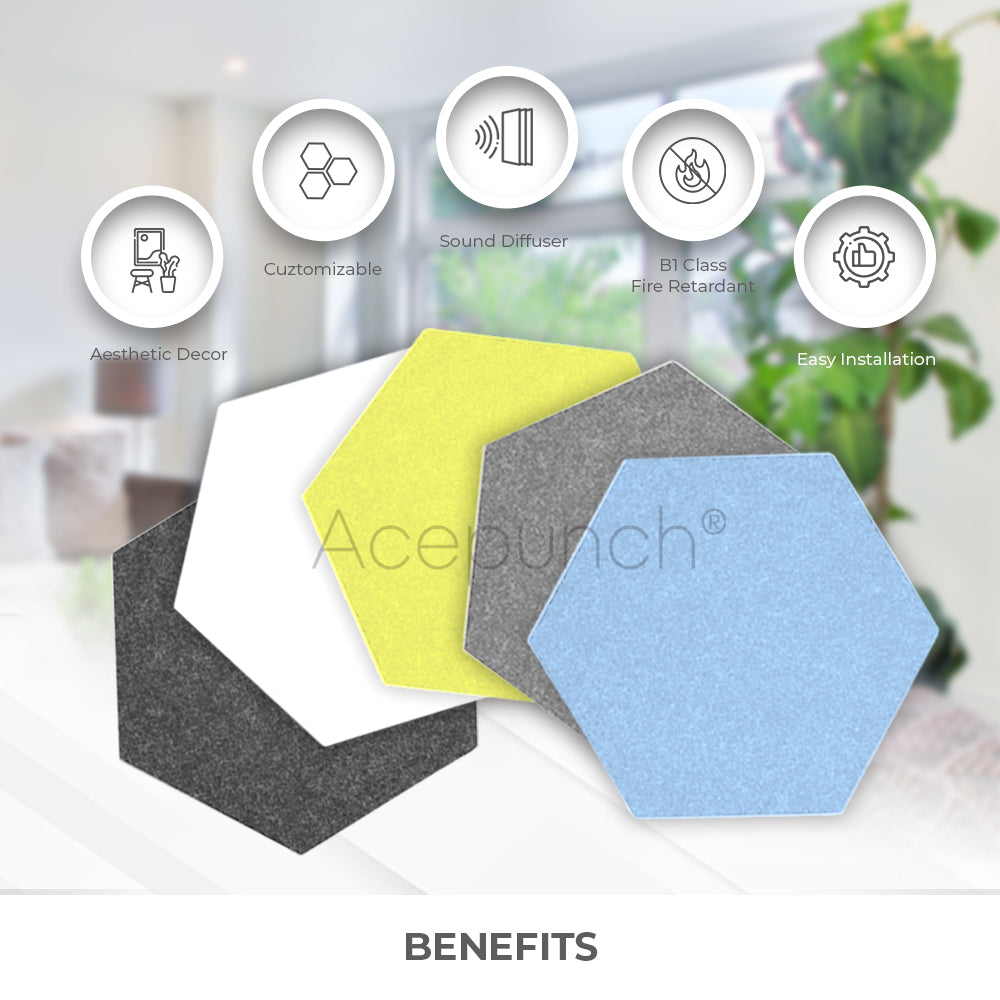 Acepunch Hanging Hexagon Sound Absorbing Clip-On Tile - AP1240