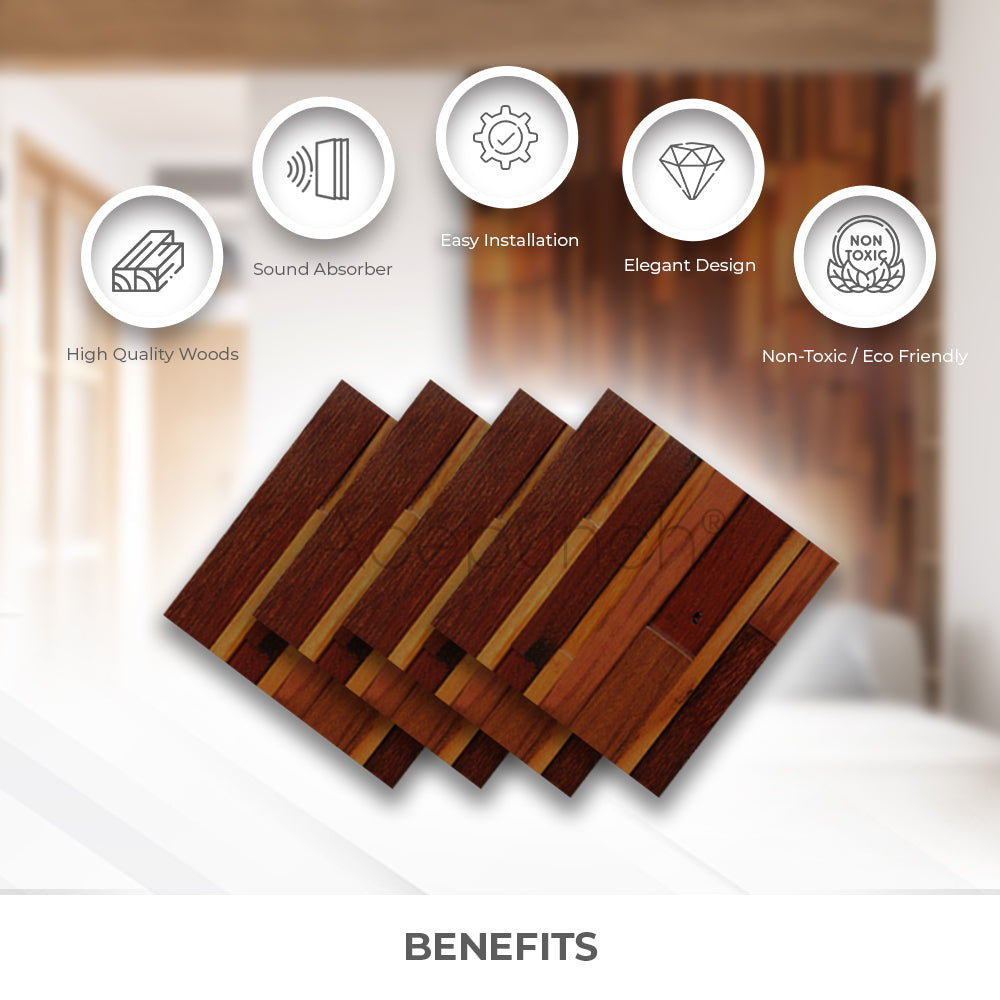 Acepunch 3D Accent Deluxe Nordic Solid Wood Mosaic Wall Art Panel 30 x 30cm (12 x 12in) AP1238