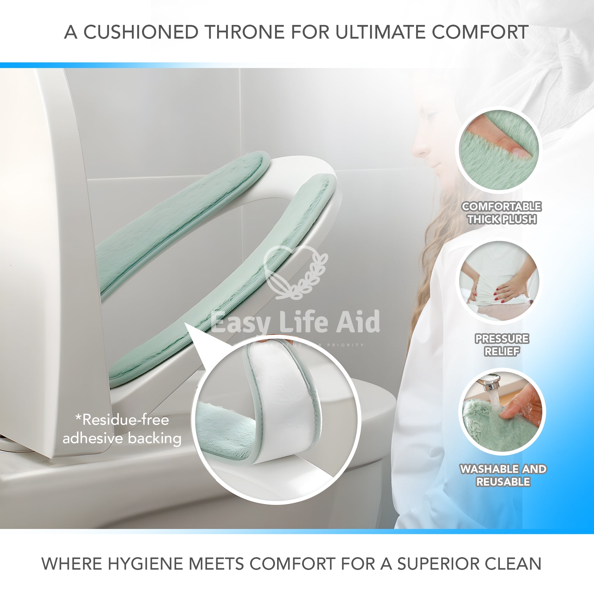 3 Pairs Adhesive Pressure Relief Toilet Seat Pad Cushion  - MO30015