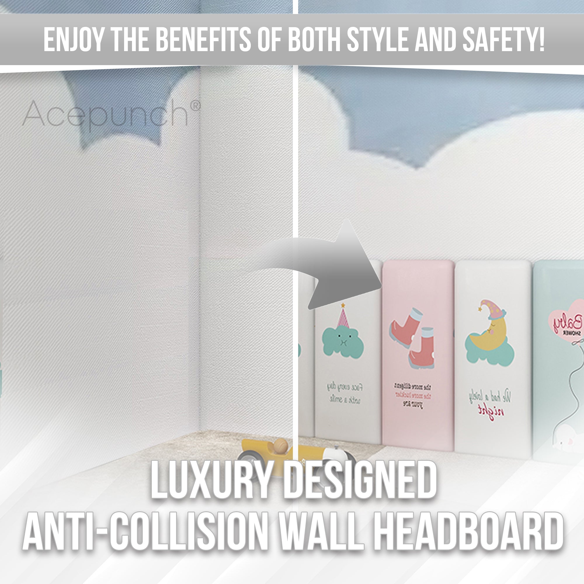 Acepunch Cartoon Craze Leather Wall Anti Collision Headboard - AP1394