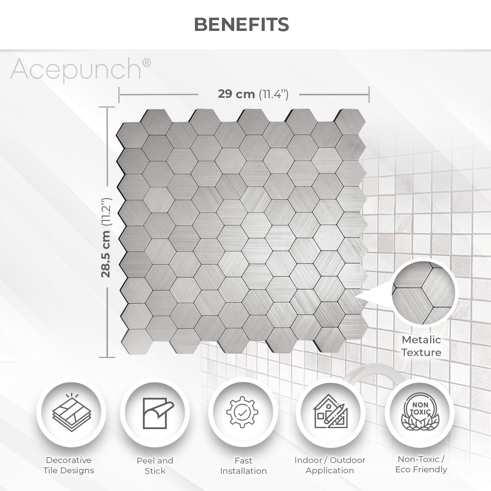 Acepunch Iron Hive Adhesive Peel and Stick Aluminum Metal Tile Backsplash - AP1342