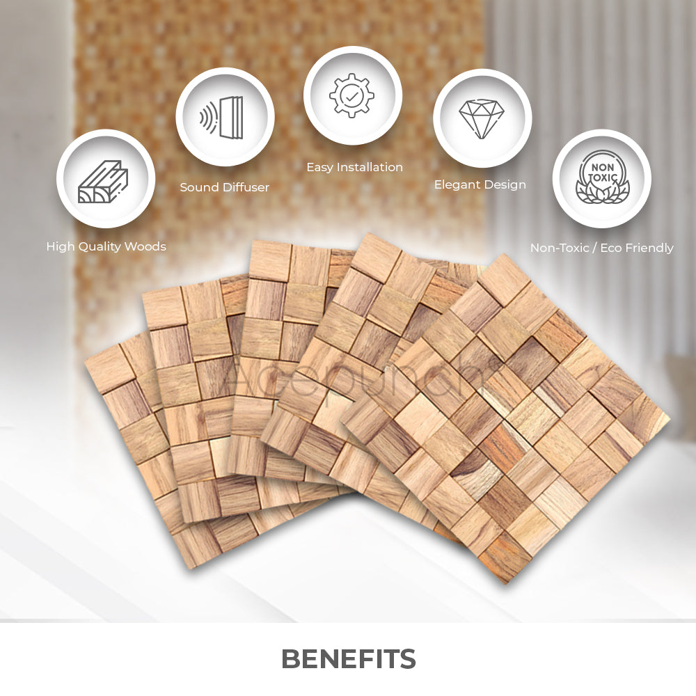 Acepunch Trendy Lumber Yellow Mosaic Wall Decoration 30 x 30cm (12 x 12in)-AP1364
