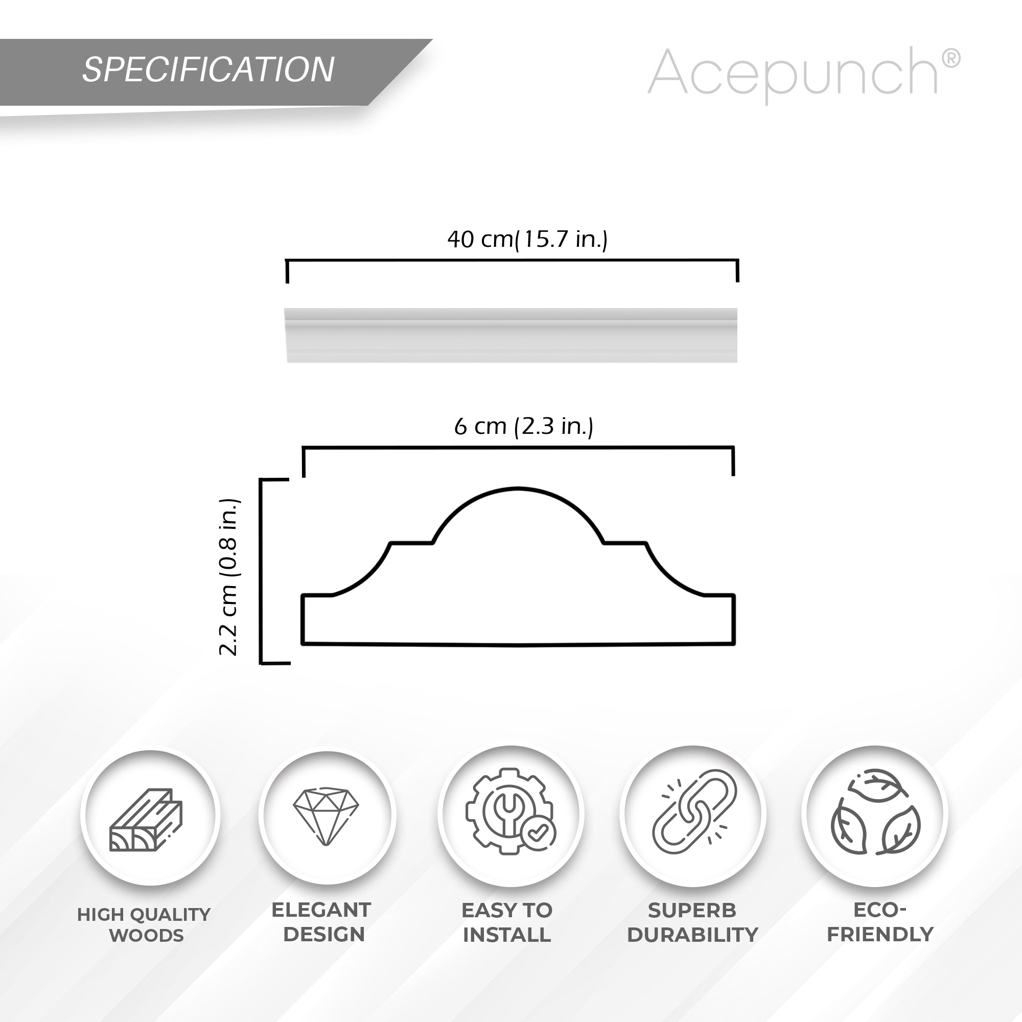 Acepunch Elegance Wooden Wainscoting Panel Moulding AP1371