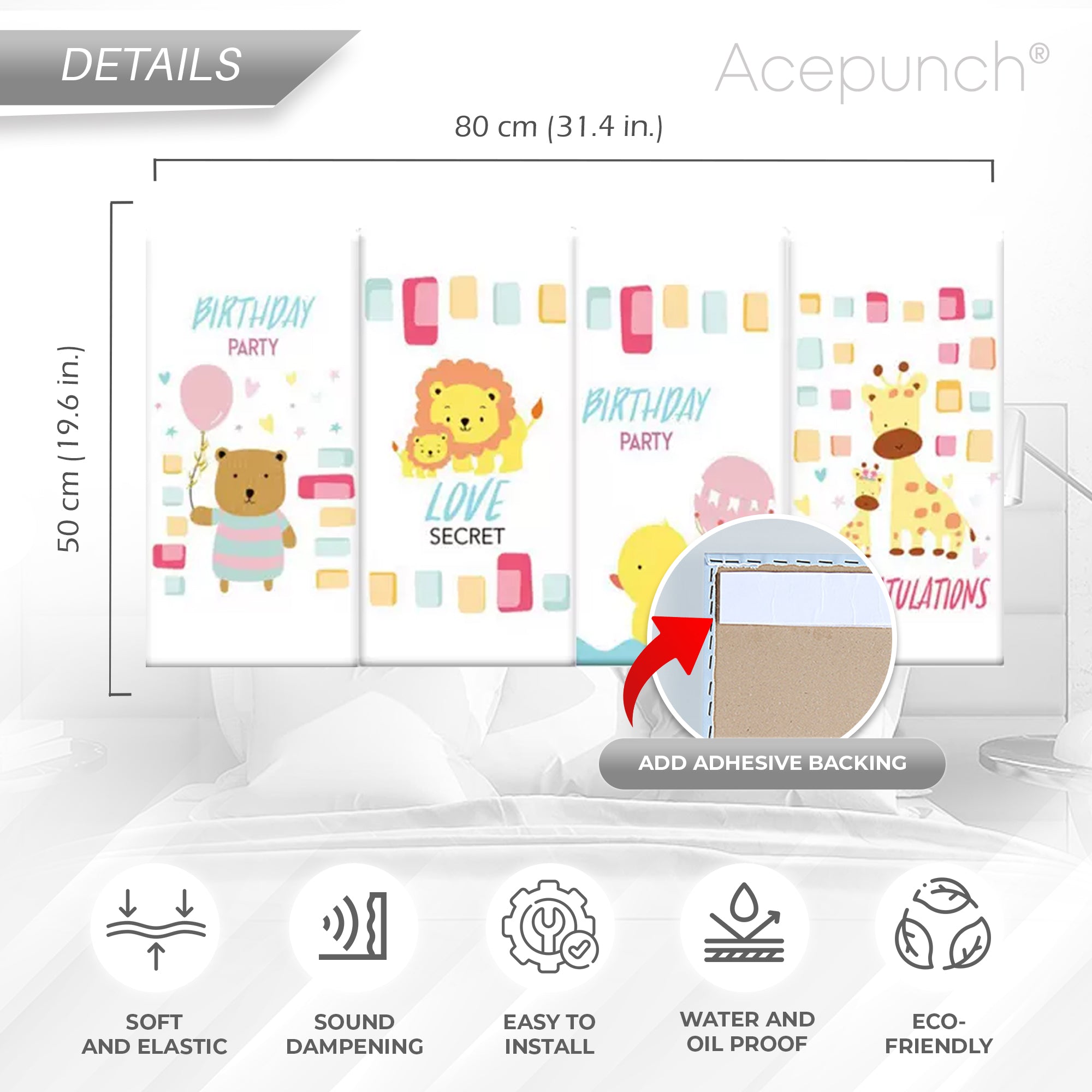 Acepunch Cartoon Craze Leather Wall Anti Collision Headboard - AP1394