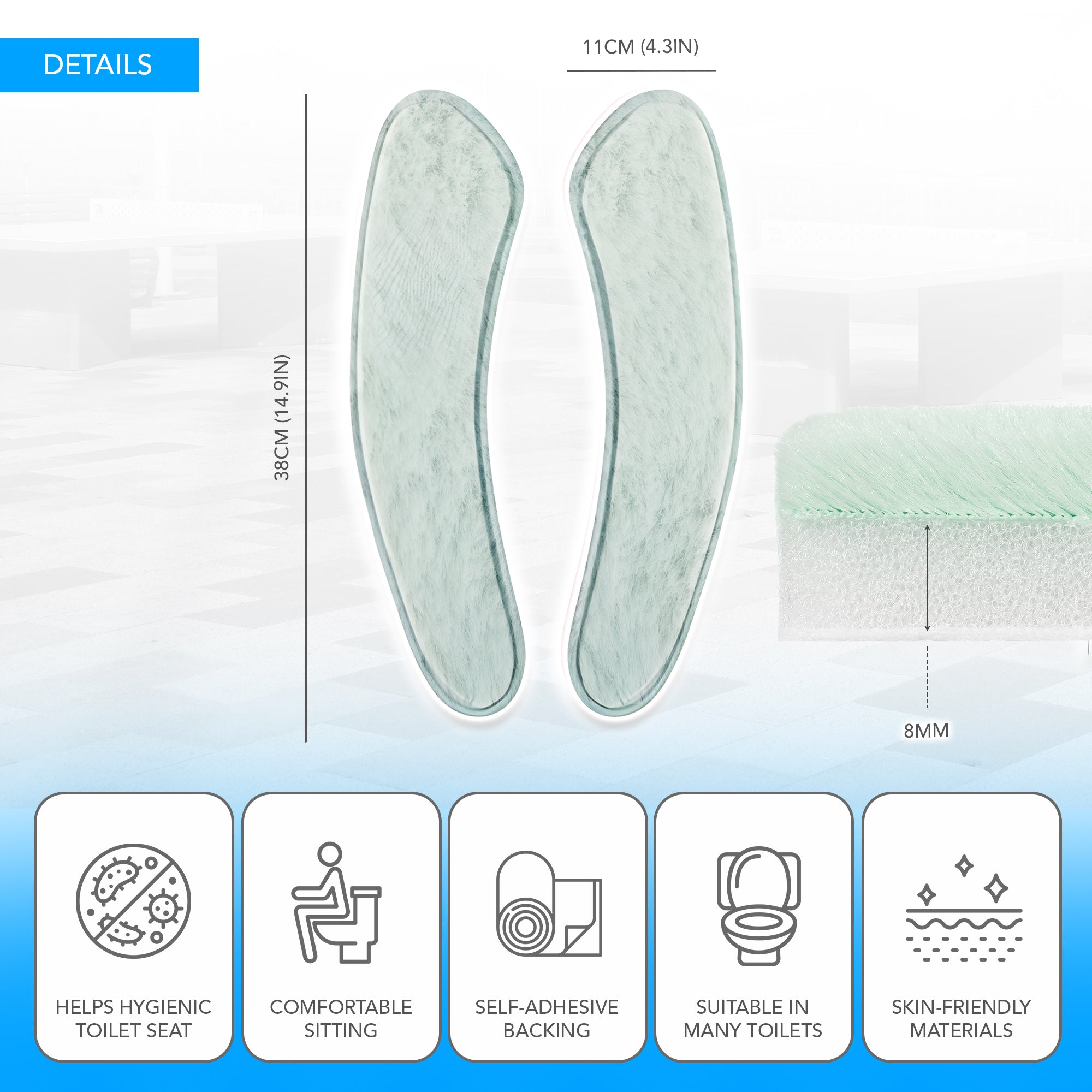 3 Pairs Adhesive Pressure Relief Toilet Seat Pad Cushion  - MO30015