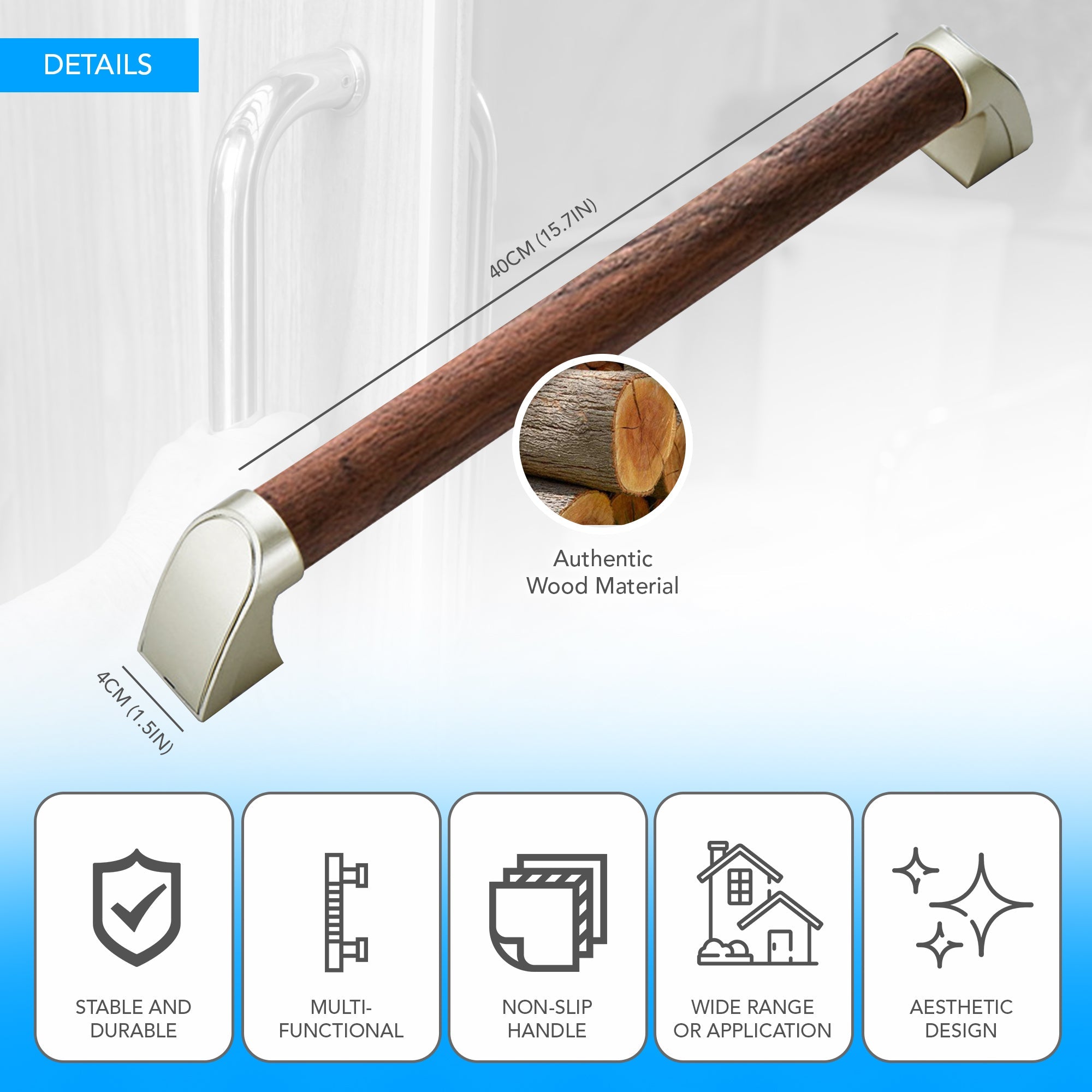 Wall-Mounted Non-Slip Indoor Wooden Handrail for Safety and Enhance Mobility - MO30005