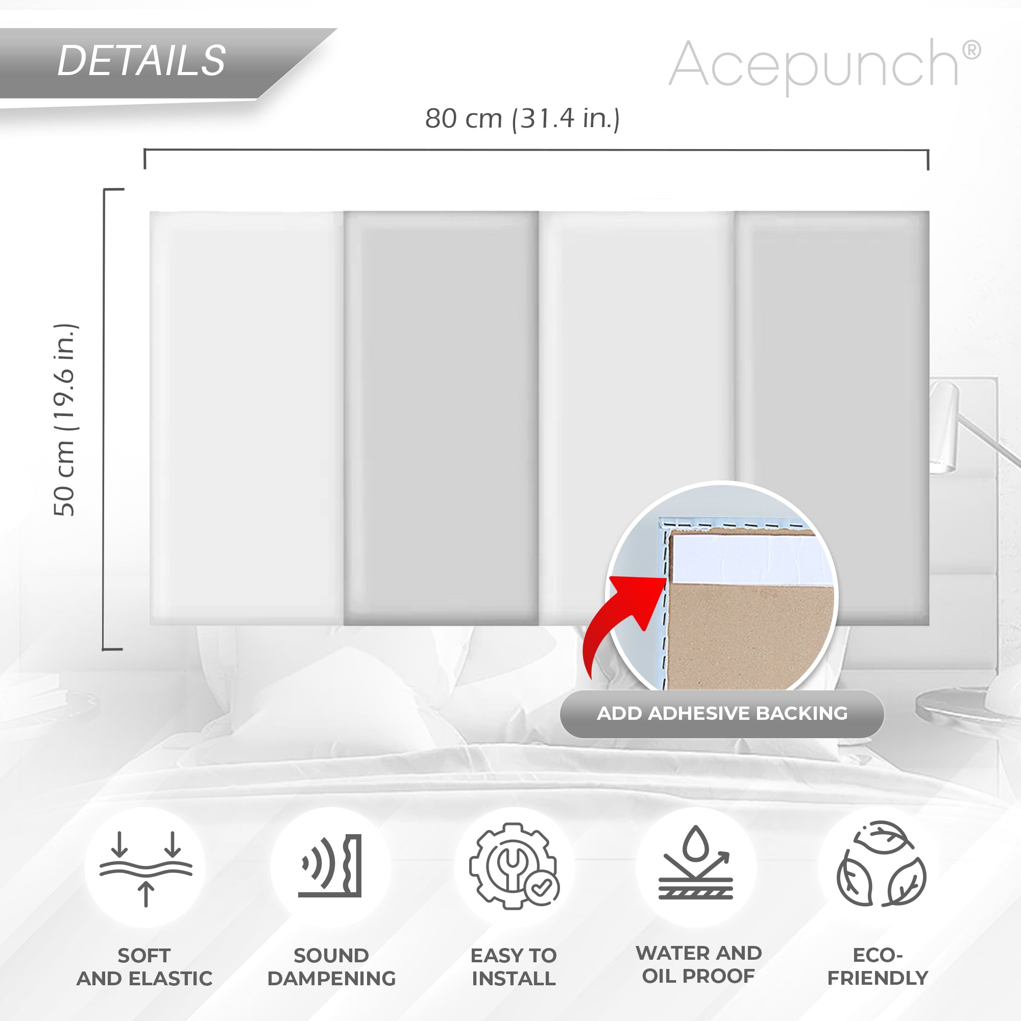 Acepunch Vibrant Color Combination Leather Wall Anti Collision Headboard - AP1369