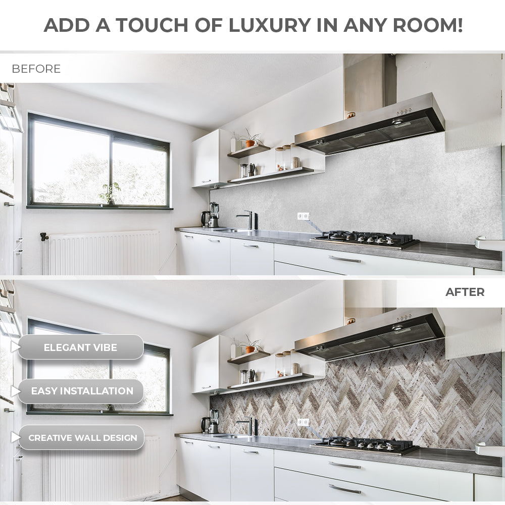 Acepunch M-Mosaic Old Wood Adhesive Peel and Stick PVC Tile Backsplash - AP1346