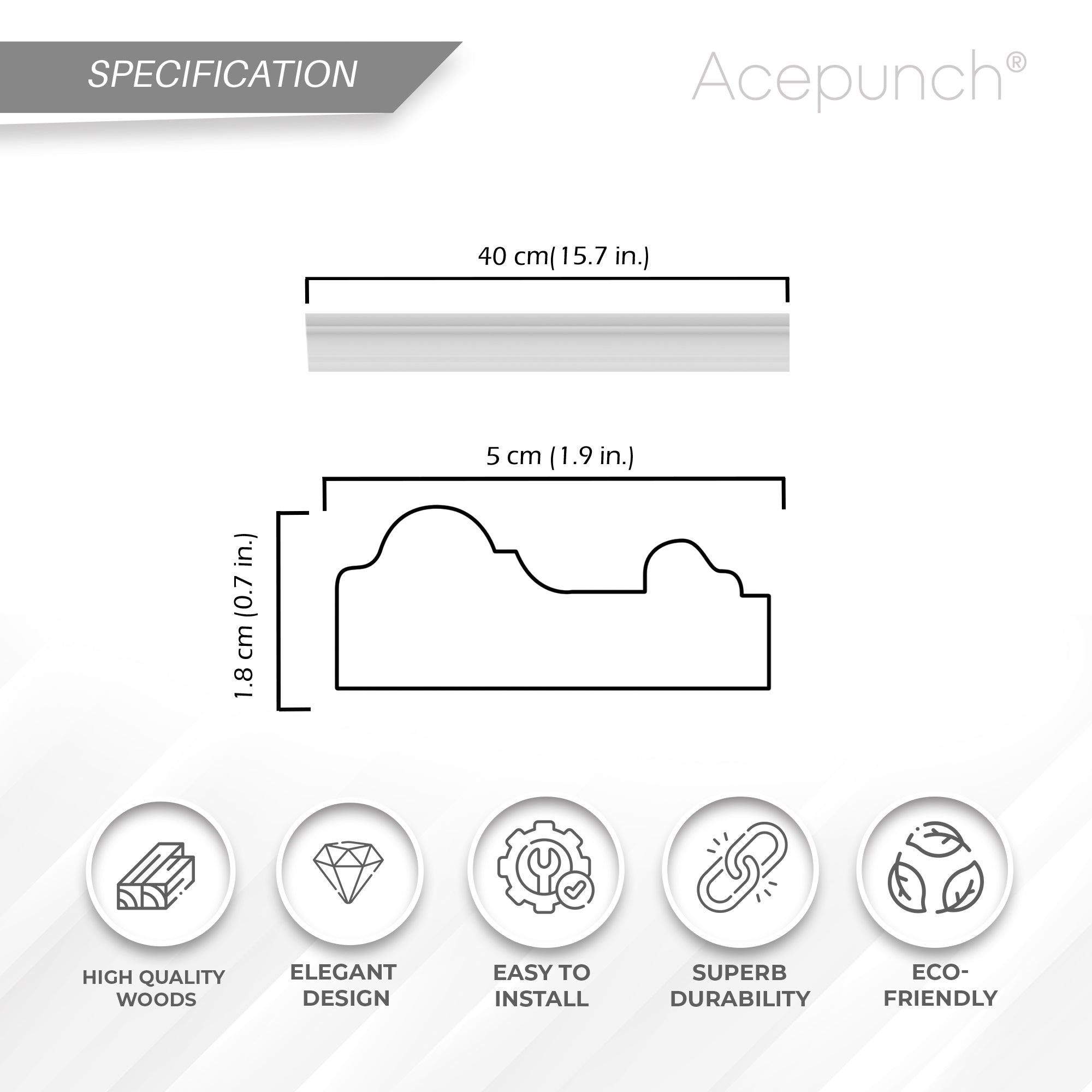 Acepunch Finesse Wooden Wainscoting Panel Moulding AP1372