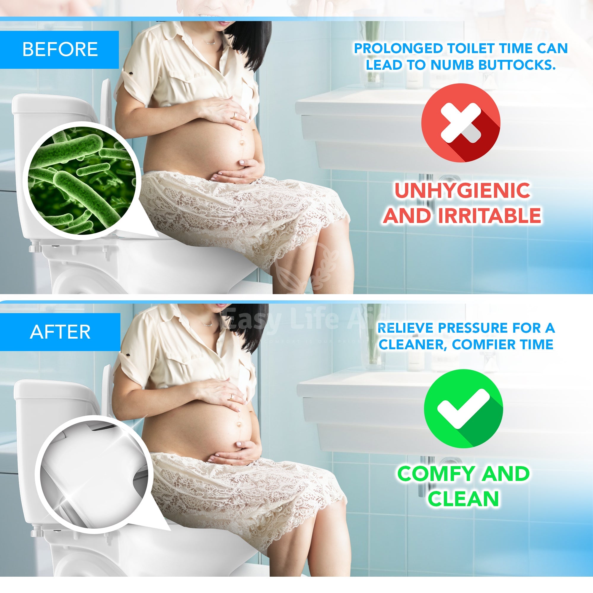 3 Pairs Adhesive Pressure Relief Toilet Seat Pad Cushion  - MO30015