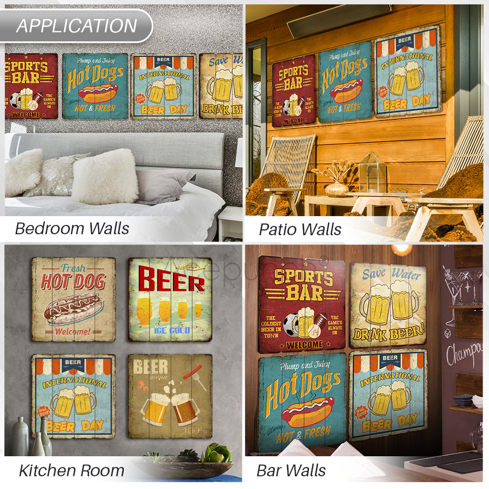 Acepunch Vintage Hanging Wood Board Wall Art Decor Bar Design - AP1387