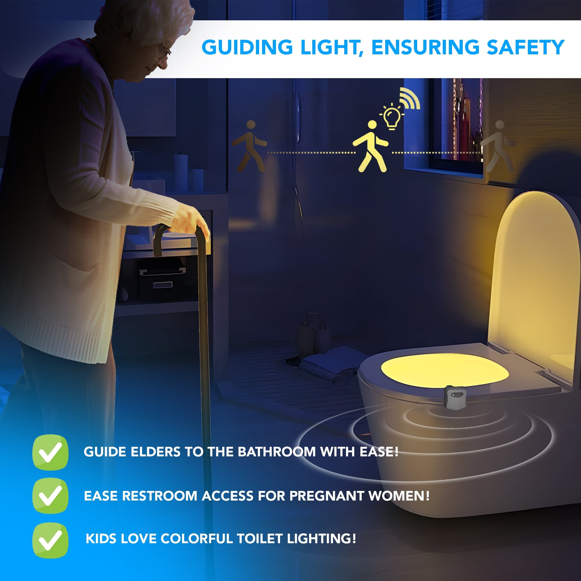 Ultra-Bright 16-Color Motion-Activated LED nightlight for Toilet Seat - MO30016