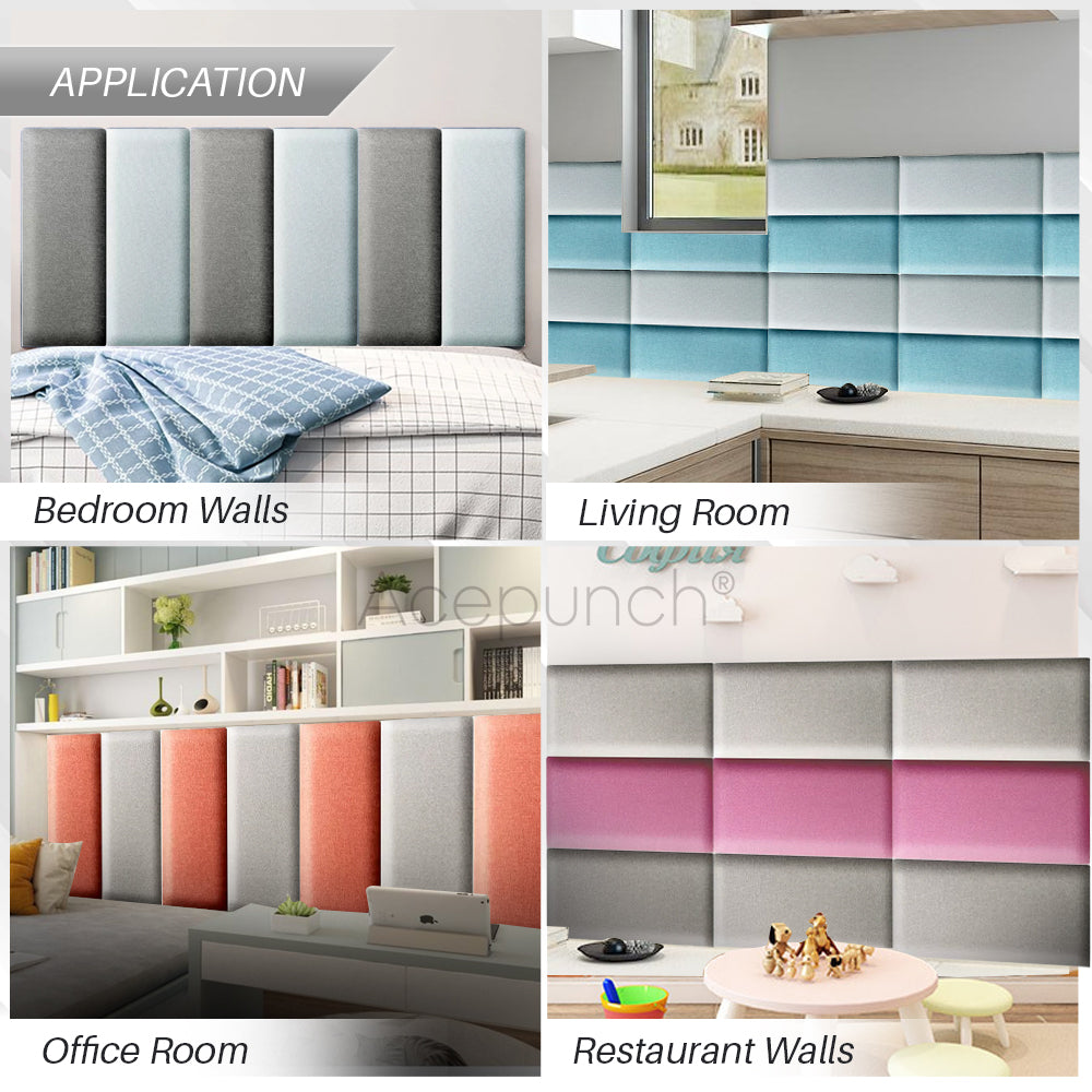 Acepunch Color Combination Luxury Leather Fabric Cotton Wall Anti Collision Headboard - AP1367