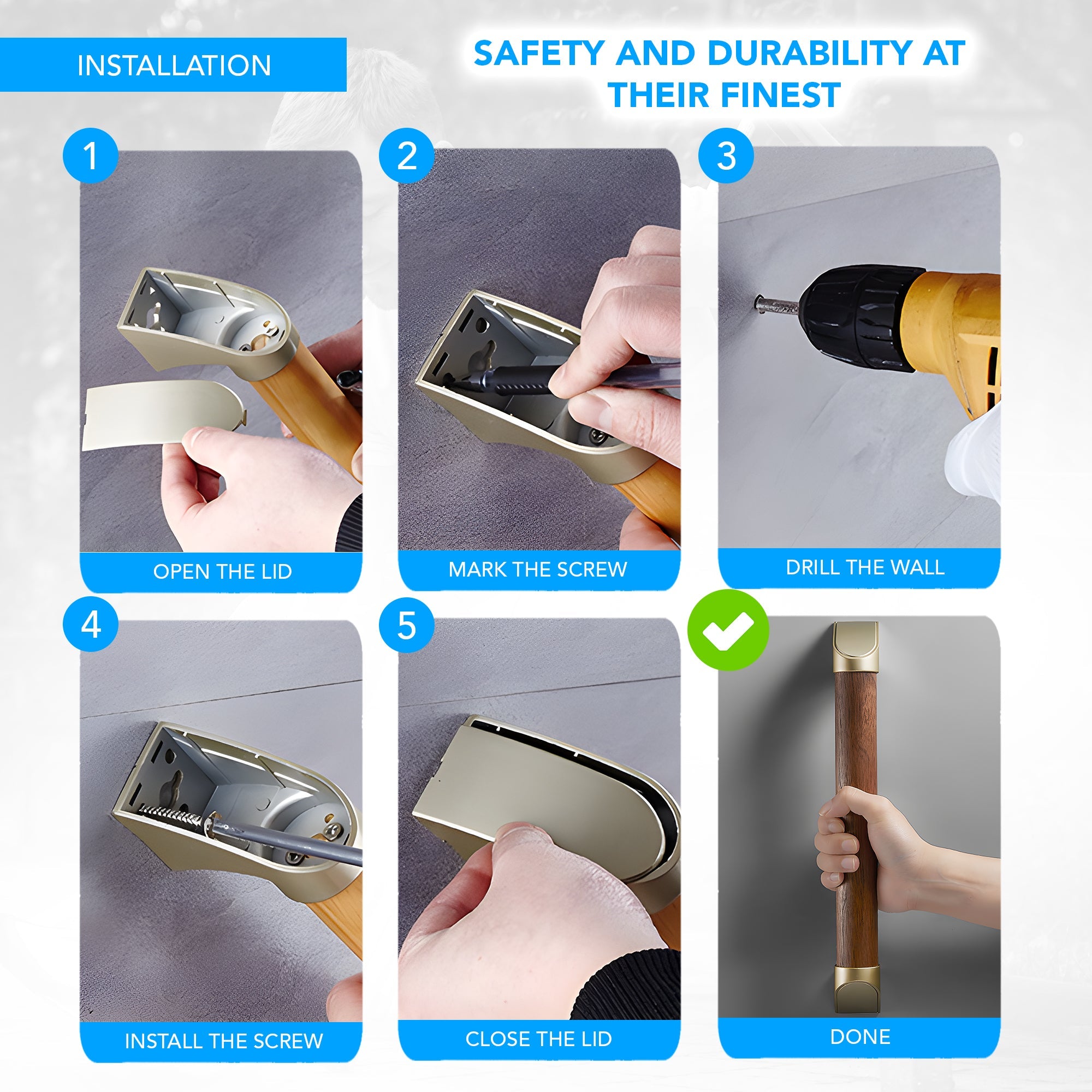 Wall-Mounted Non-Slip Indoor Wooden Handrail for Safety and Enhance Mobility - MO30005