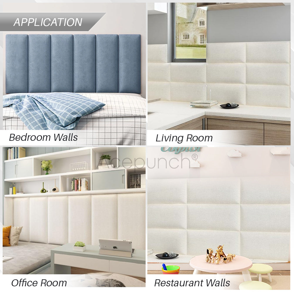 Acepunch Luxury Leather Fabric Cotton Wall Anti Collision Headboard - AP1366