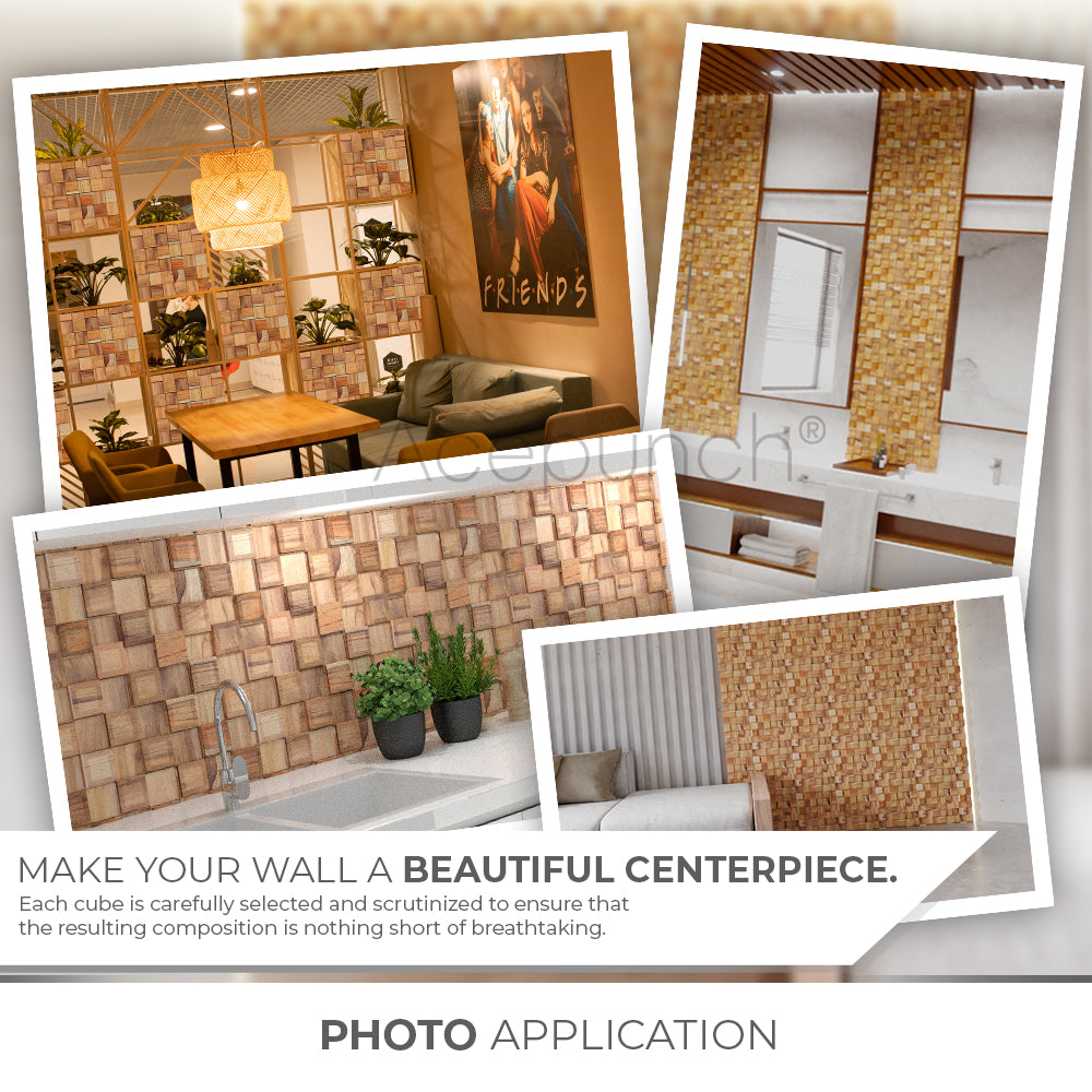 Acepunch Trendy Lumber Yellow Mosaic Wall Decoration 30 x 30cm (12 x 12in)-AP1364