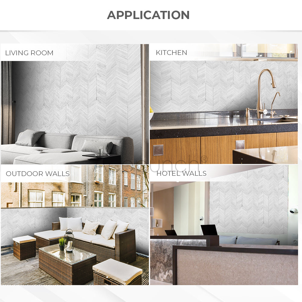 Acepunch W-Mosaic White Plank Adhesive Peel and Stick PVC Tile Backsplash - AP1347