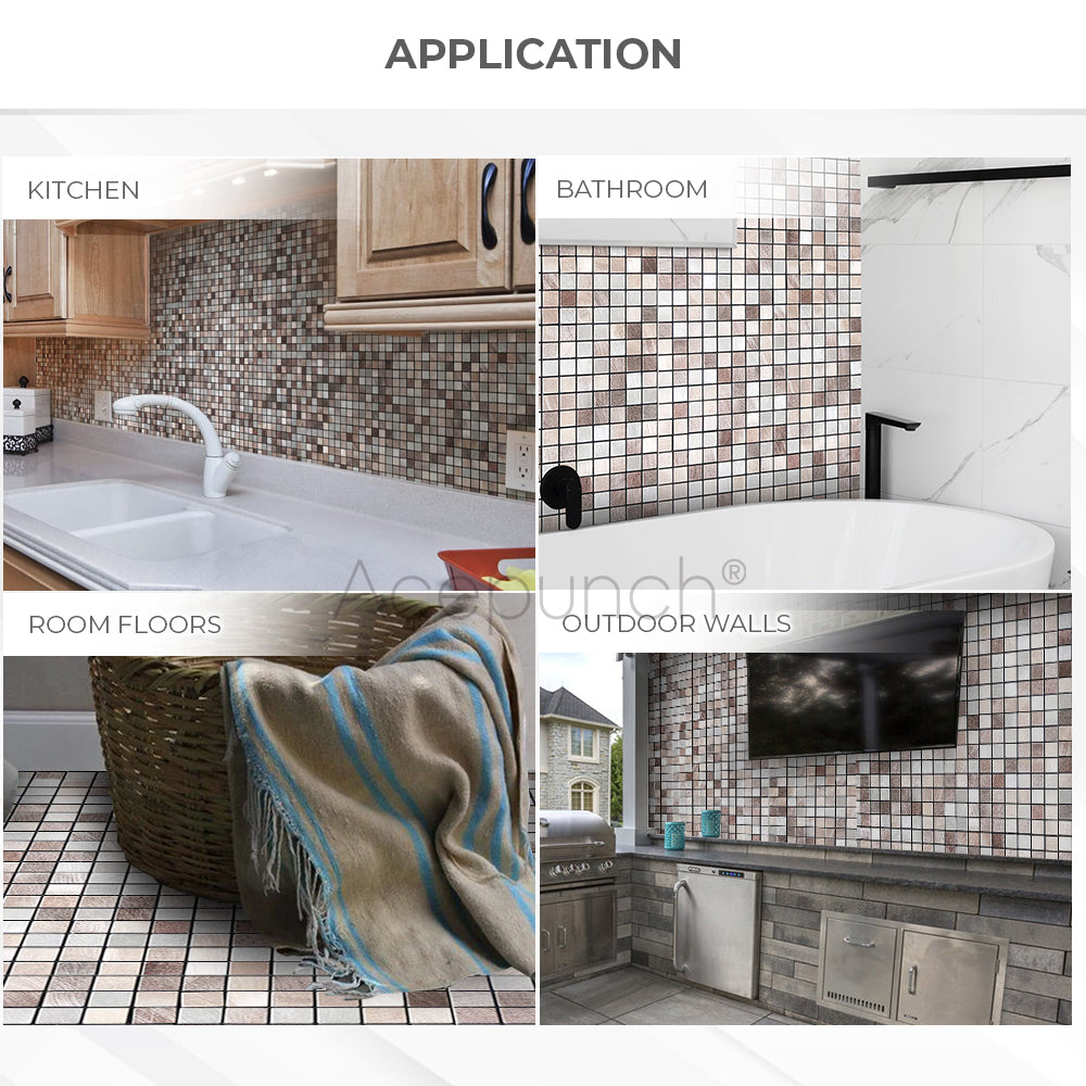 Acepunch Bronze Mosaic Adhesive Peel and Stick Aluminum Metal Tile Backsplash - AP1338