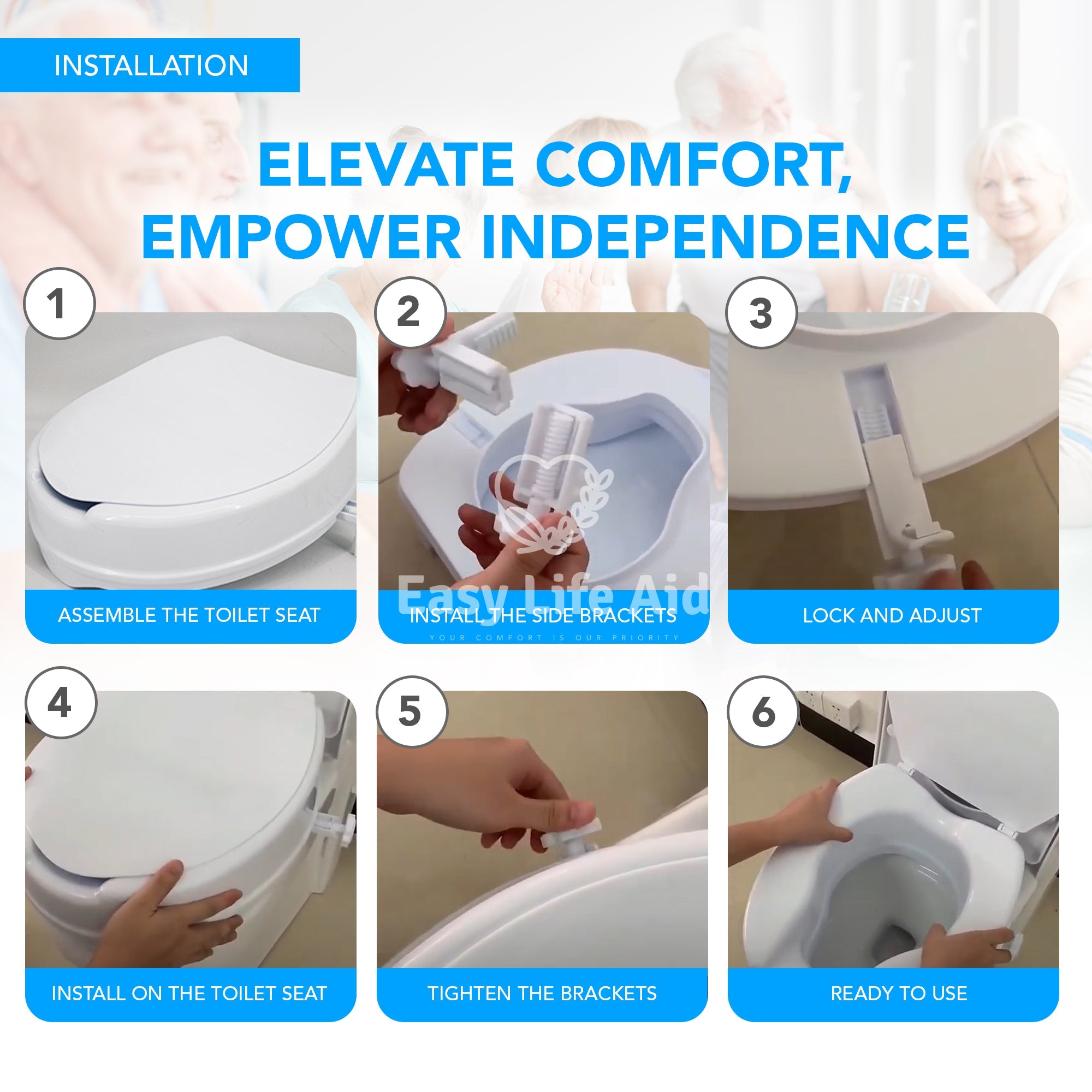 2 / 6 Inches Ergonomic Raised Toilet Seat with Lid - MO30004