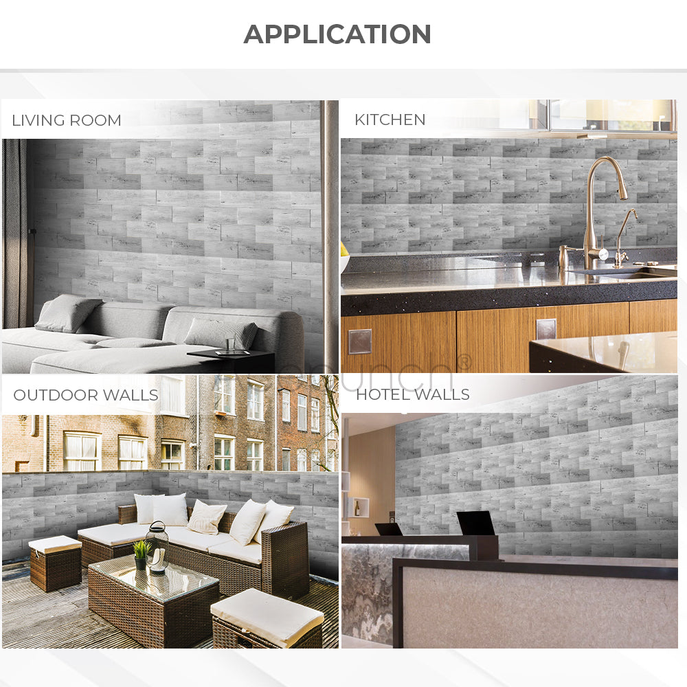 Acepunch Gray Timber Adhesive Peel and Stick PVC Tile Backsplash - AP1343