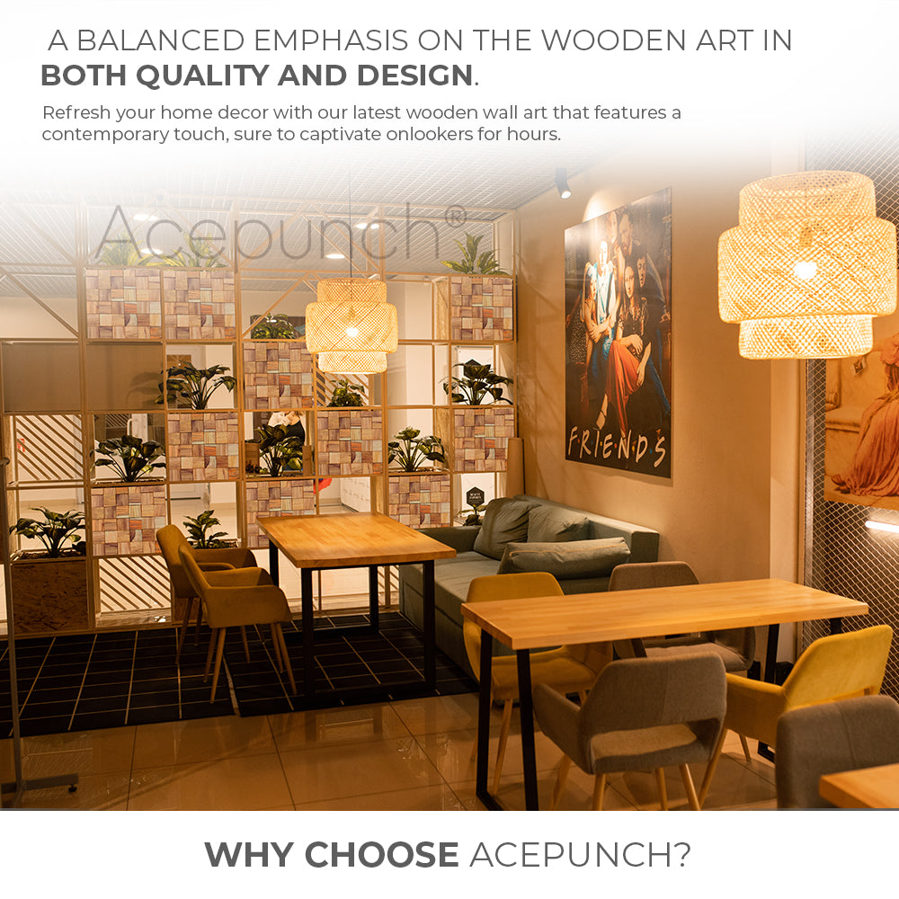 Acepunch Trendy Lumber Yellow Mosaic Wall Decoration 30 x 30cm (12 x 12in)-AP1364
