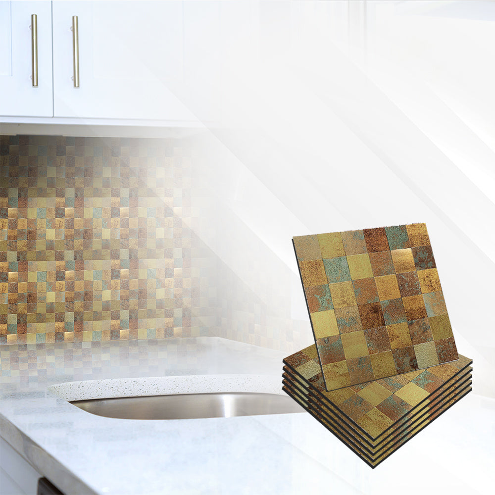 Acepunch Rustic Style Adhesive Peel and Stick Aluminum Metal Tile Backsplash - AP1341