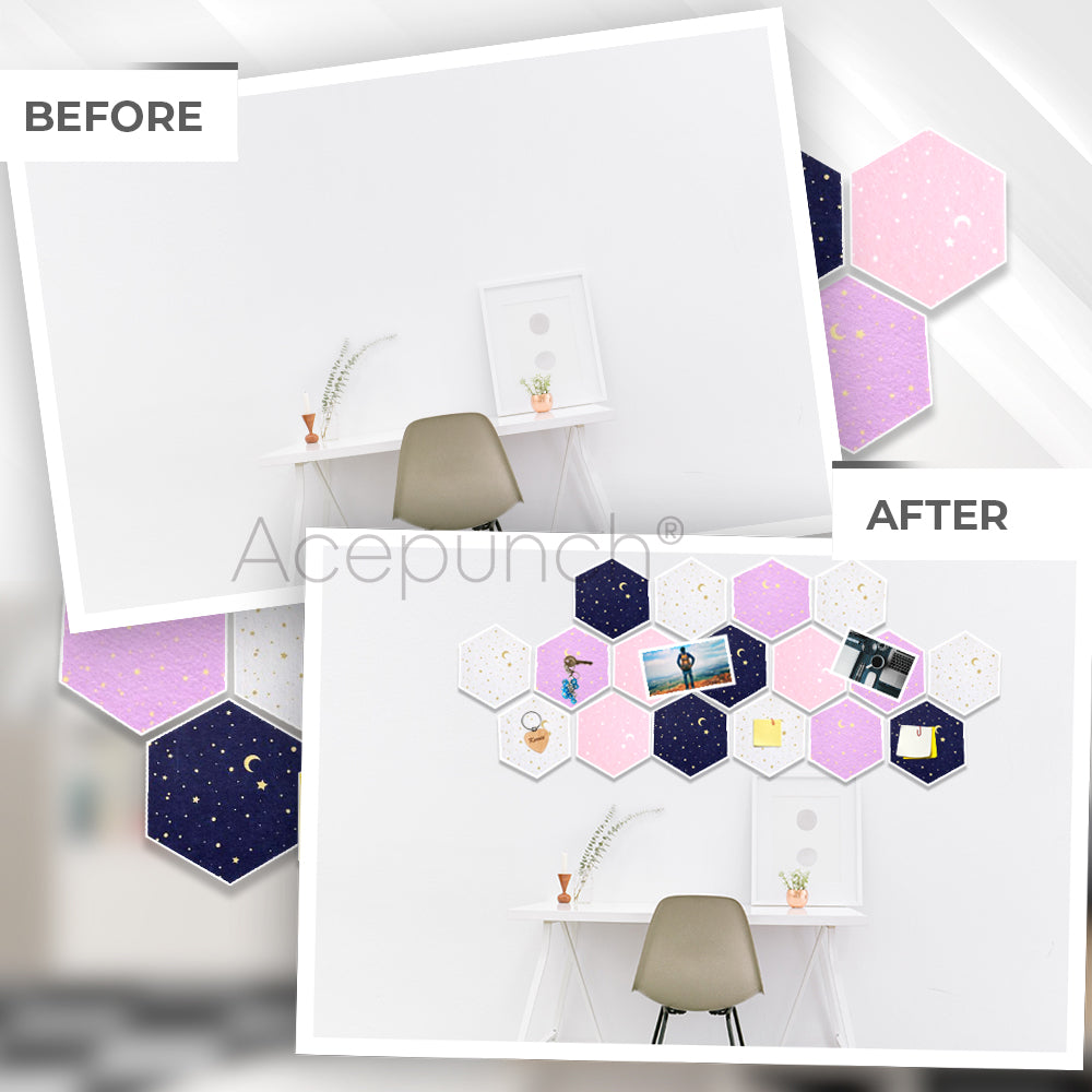 Acepunch Hexagon Felt Sound Absorbing Wall Panel - Starry Art - AP1231
