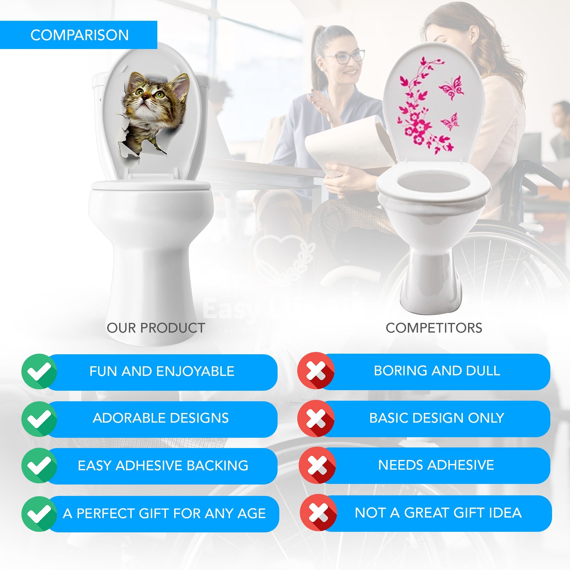 Playful High-Quality Print Toilet Lid Decoration Sticker - MO30017
